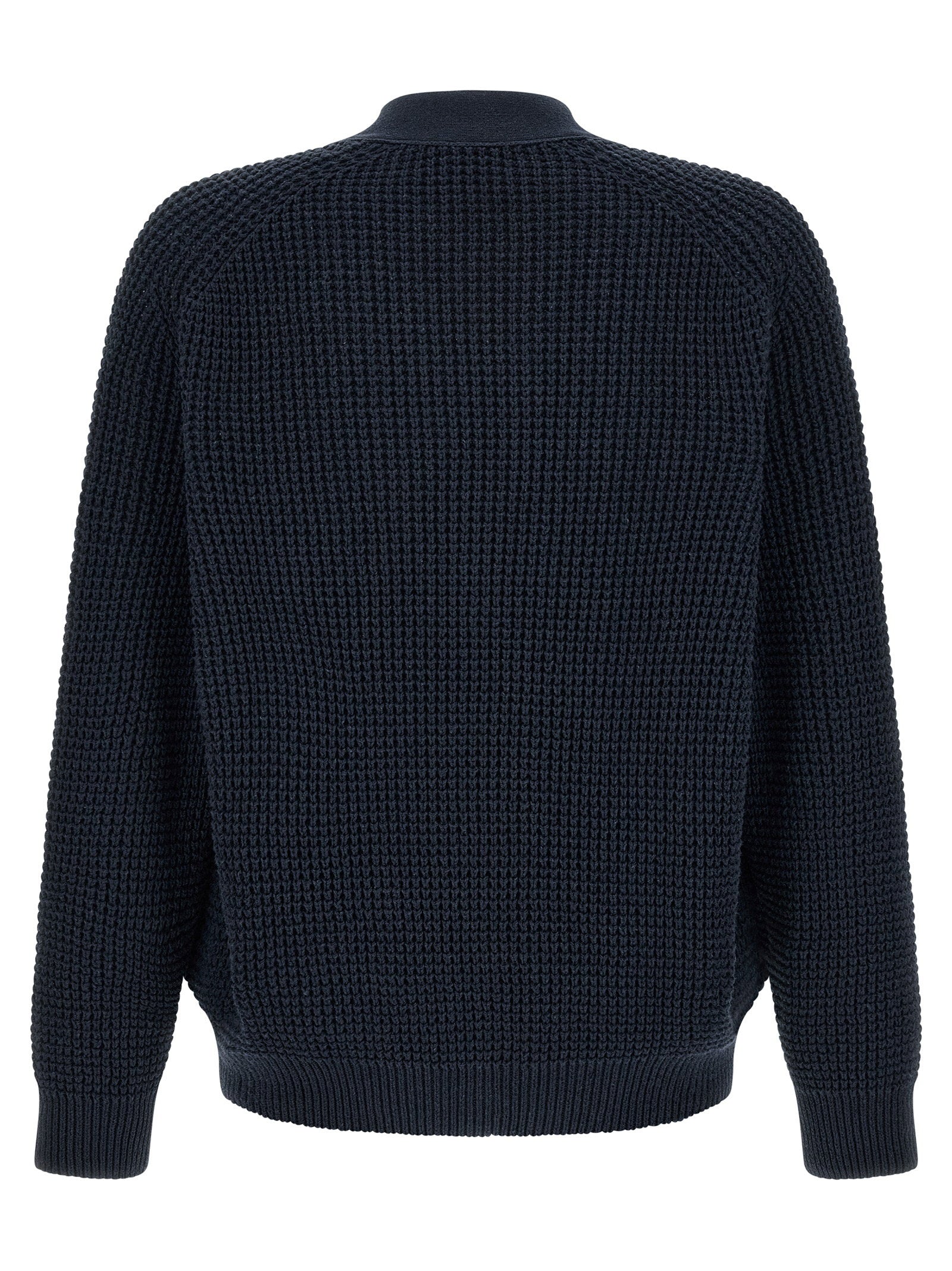 Hugo Boss Honeycomb Cotton-Blend Cardigan — Navy, view 2