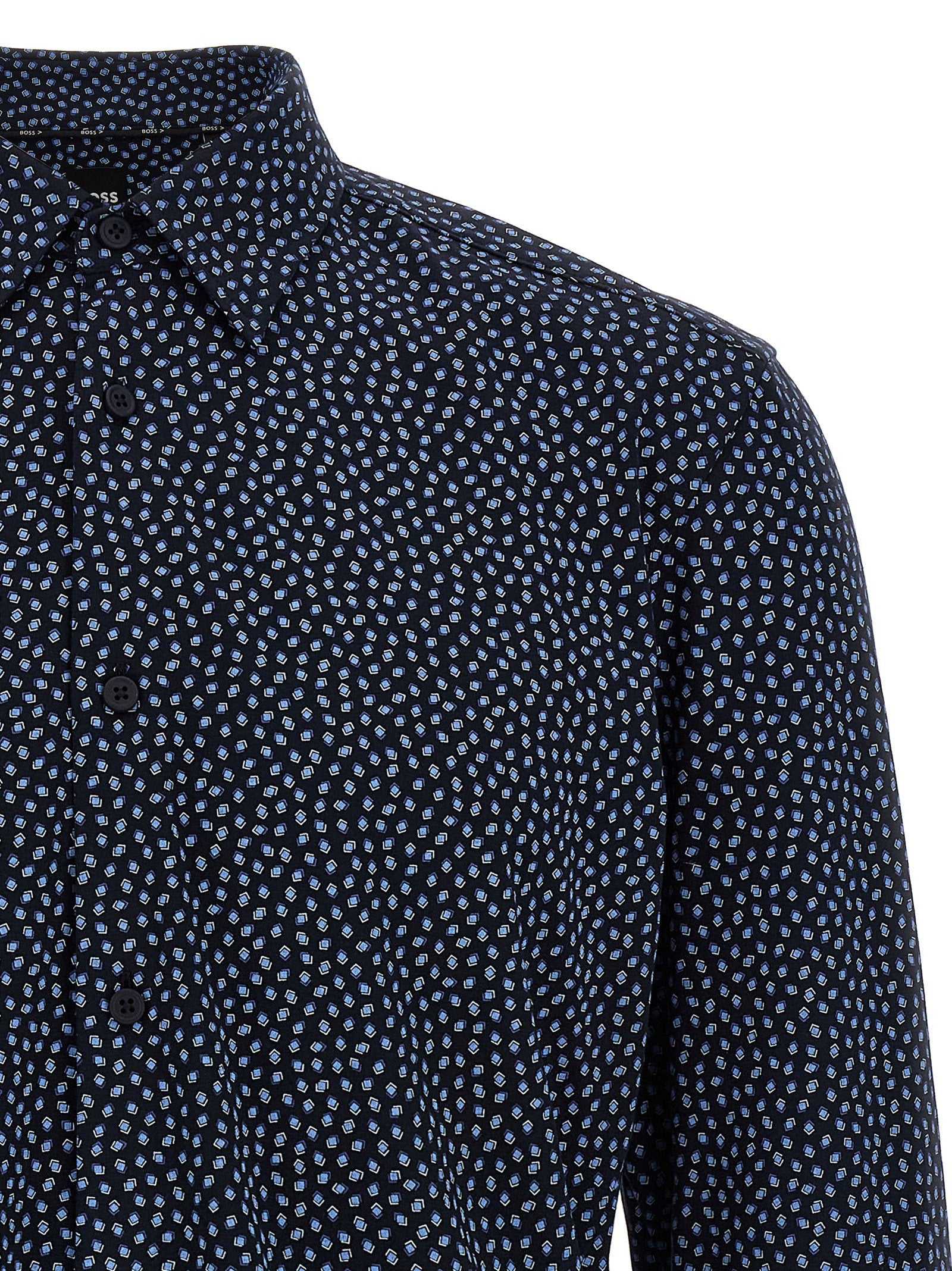 Hugo Boss Floral Print Cotton Shirt — Navy, view 3