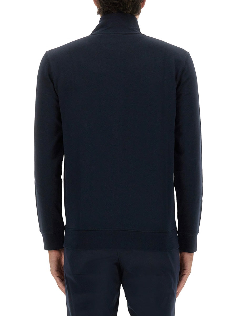 Hugo Boss Zip Cotton Sweatshirt — Blue by Hugo Boss