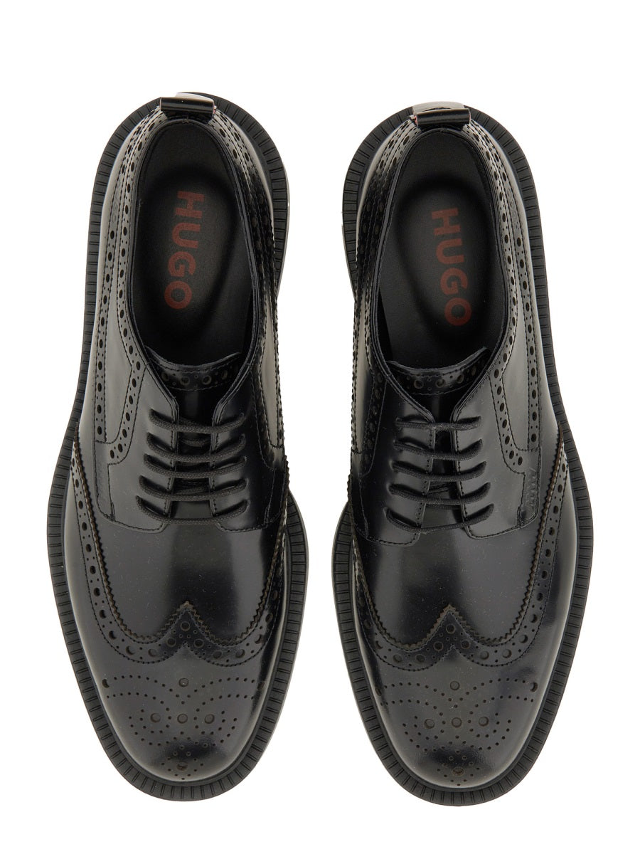 Hugo Leather Derby Loafer — Black, view 6