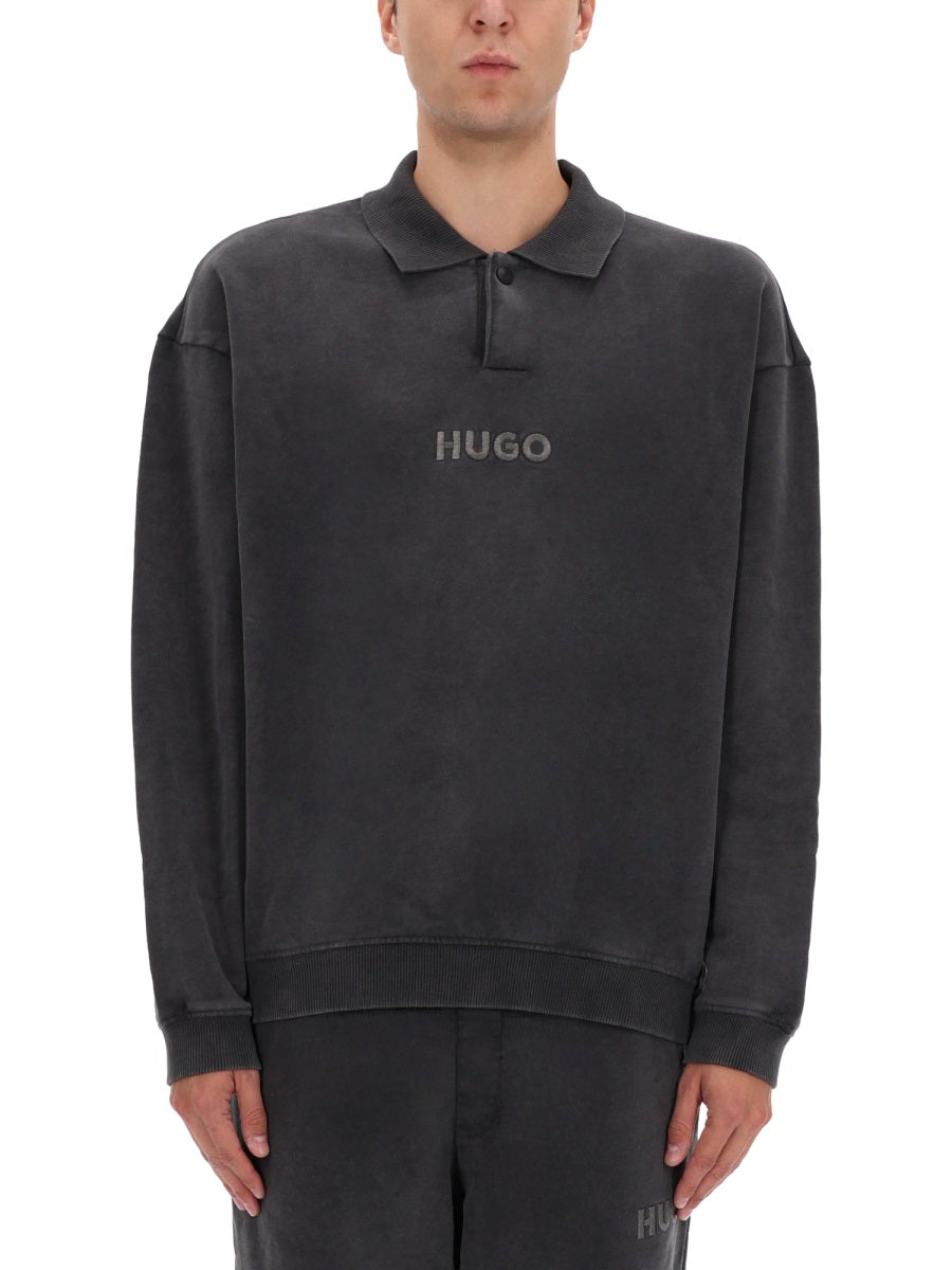 Hugo Polo Cotton-Polyester Blend Sweatshirt — Gray, view 2