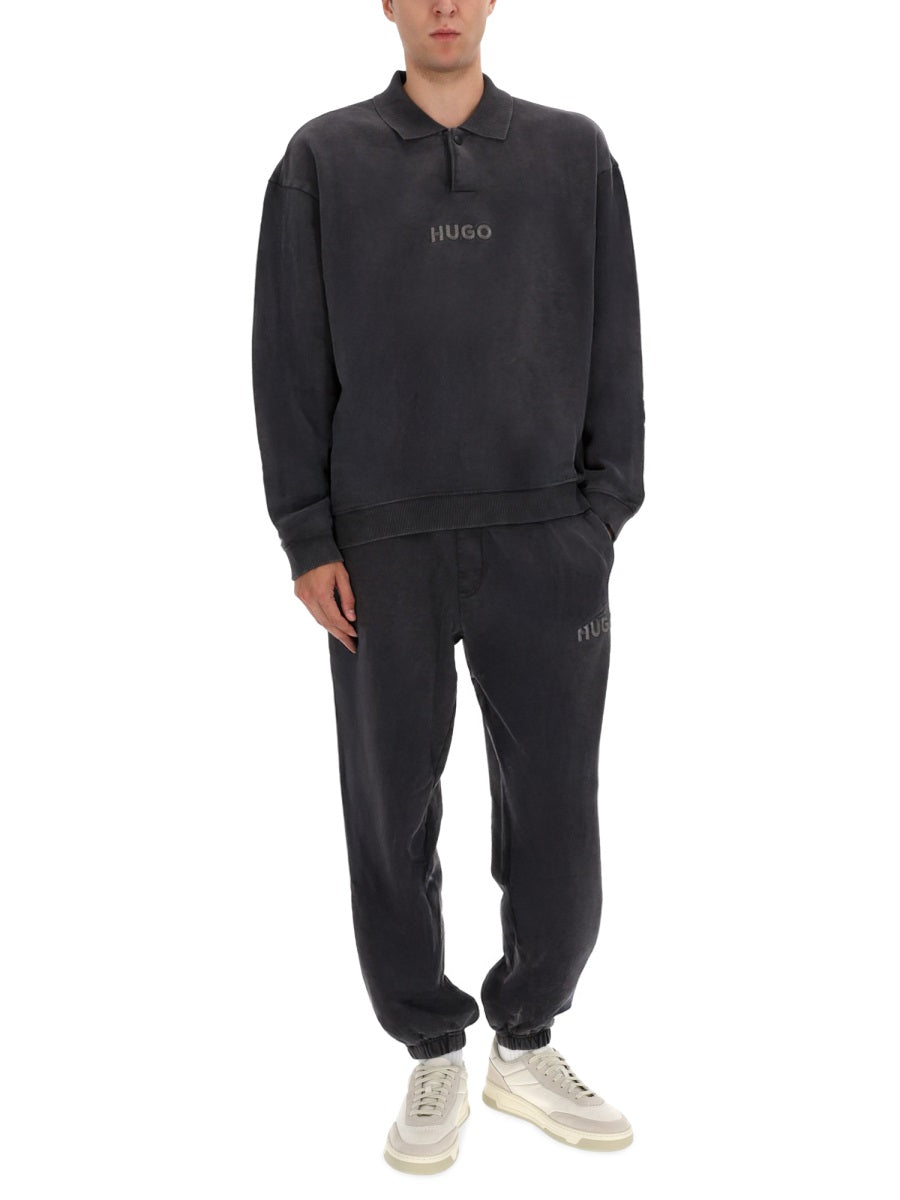 Hugo Polo Cotton-Polyester Blend Sweatshirt — Gray, view 3