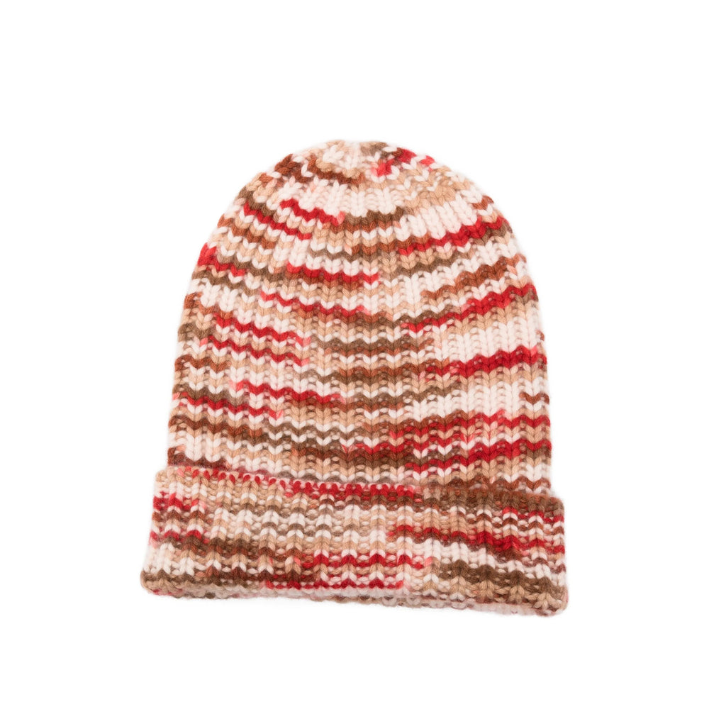Hurray 150008 Striped Cashmere Ribbed Knit Beanie — White by Hurray