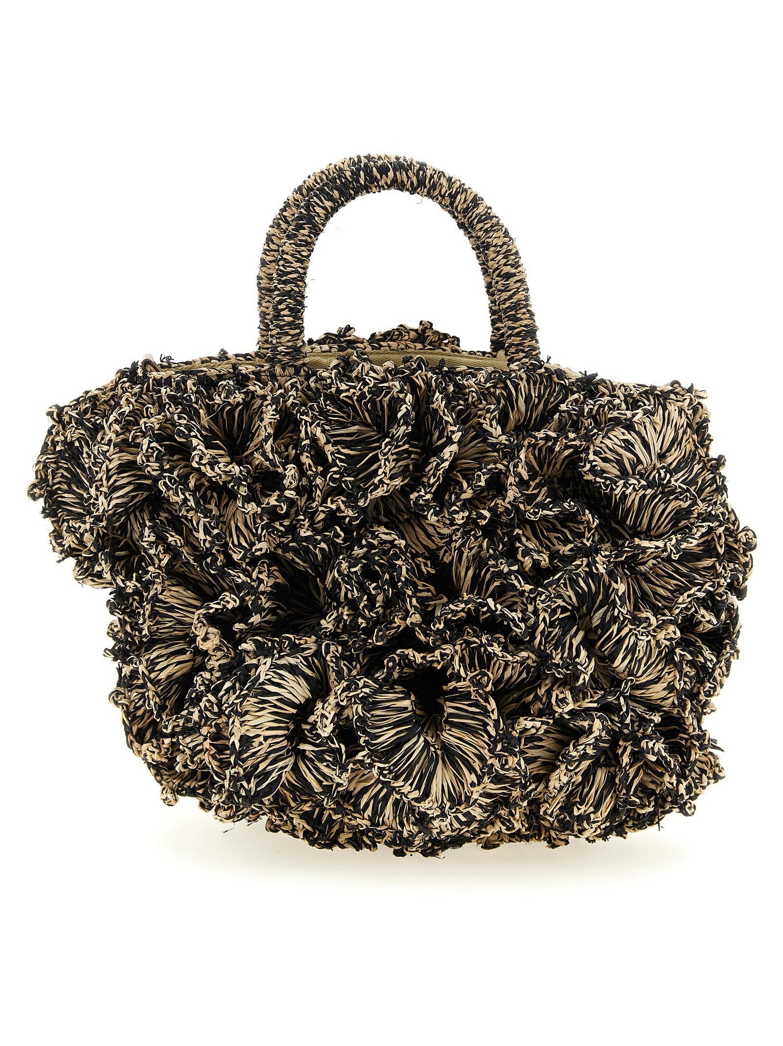 Ibeliv 3D Crocheted Raffia Bucket Bag — Black by Ibeliv