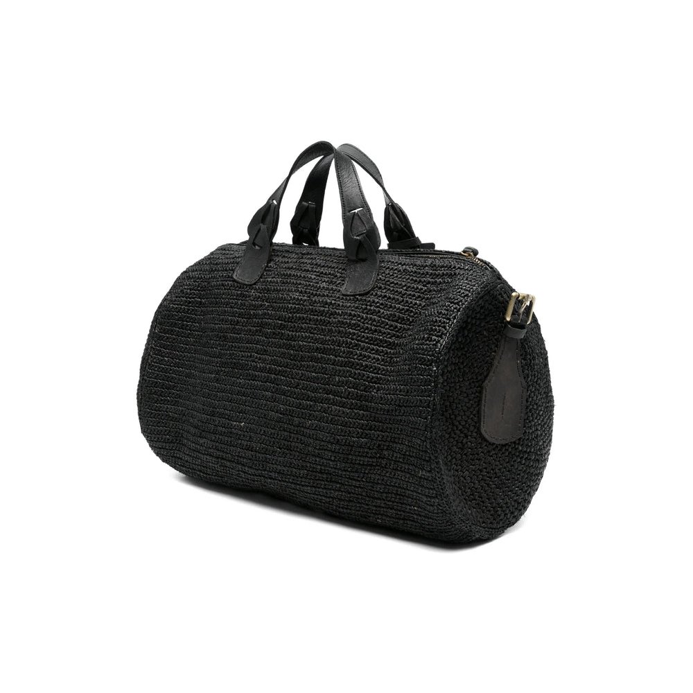 Ibeliv Woven Raffia Tote Bag — Black, view 2