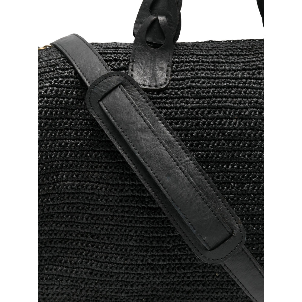 Ibeliv Woven Raffia Tote Bag — Black, view 5