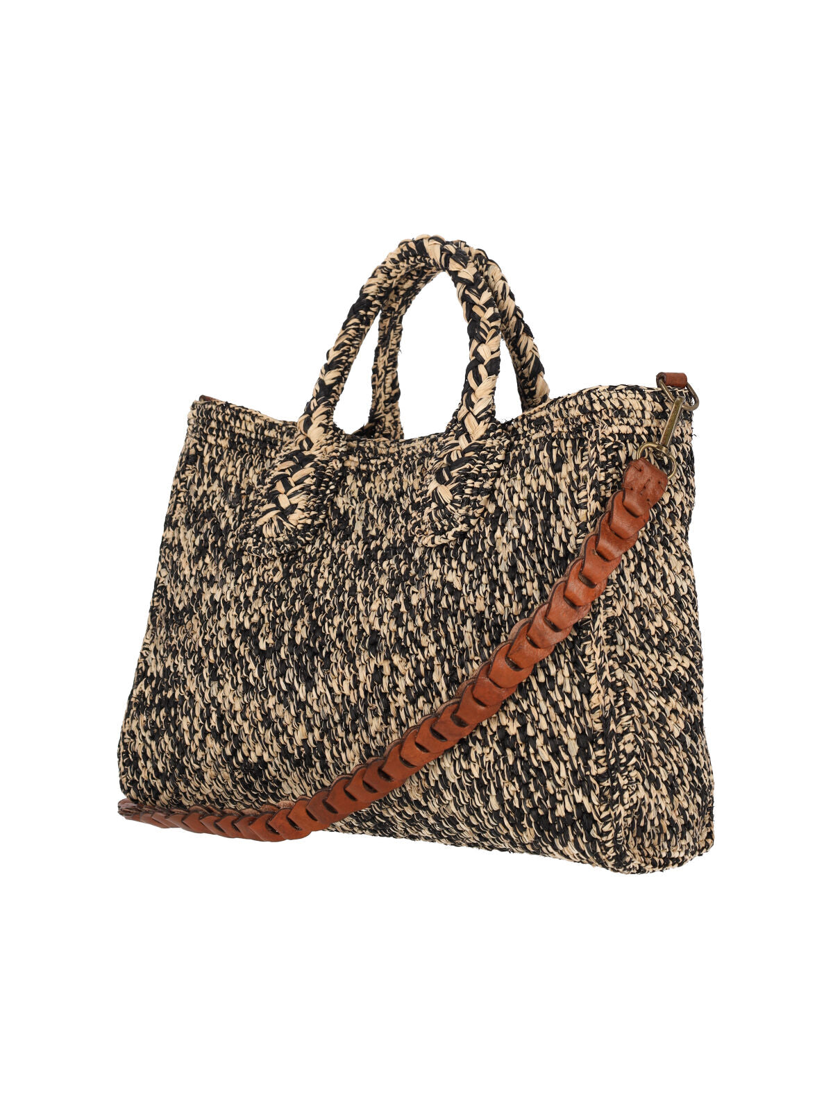 Ibeliv Two-Tone Woven Raffia Tote Bag — Multicolor, view 3