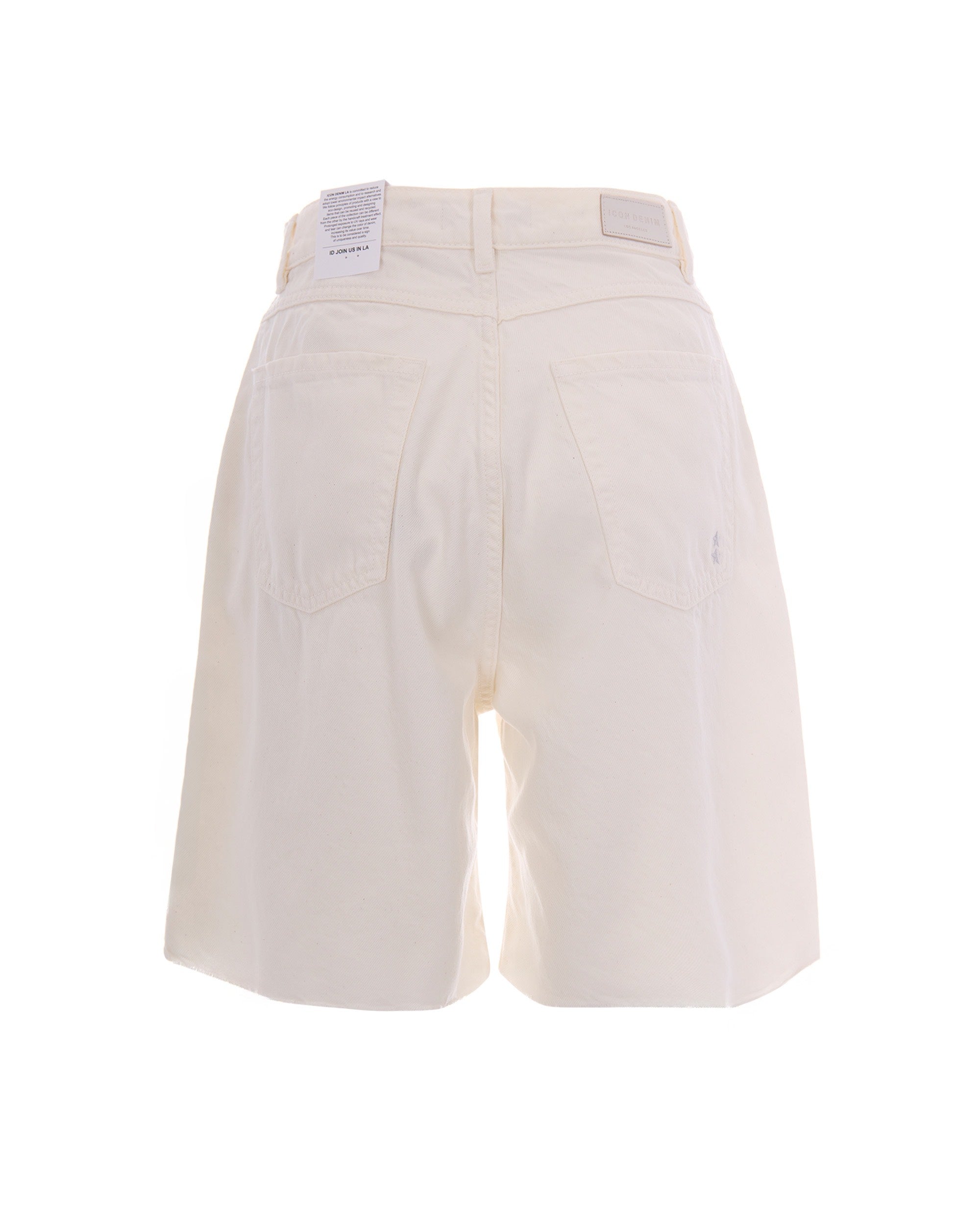 Icon Denim Lea Bermuda Shorts — White, view 2