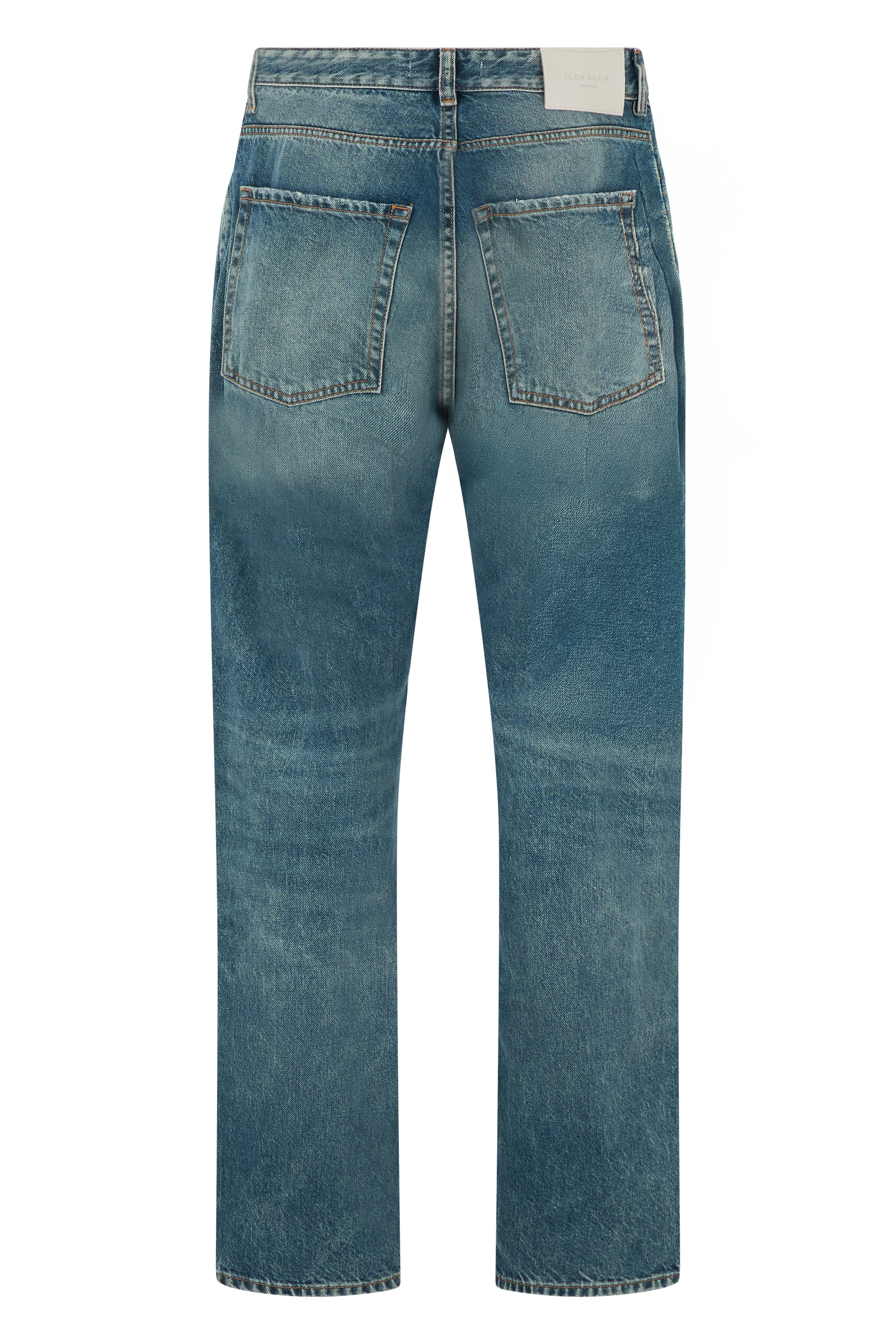 Icon Denim Straight-Leg Cotton Jeans — Blue, view 2