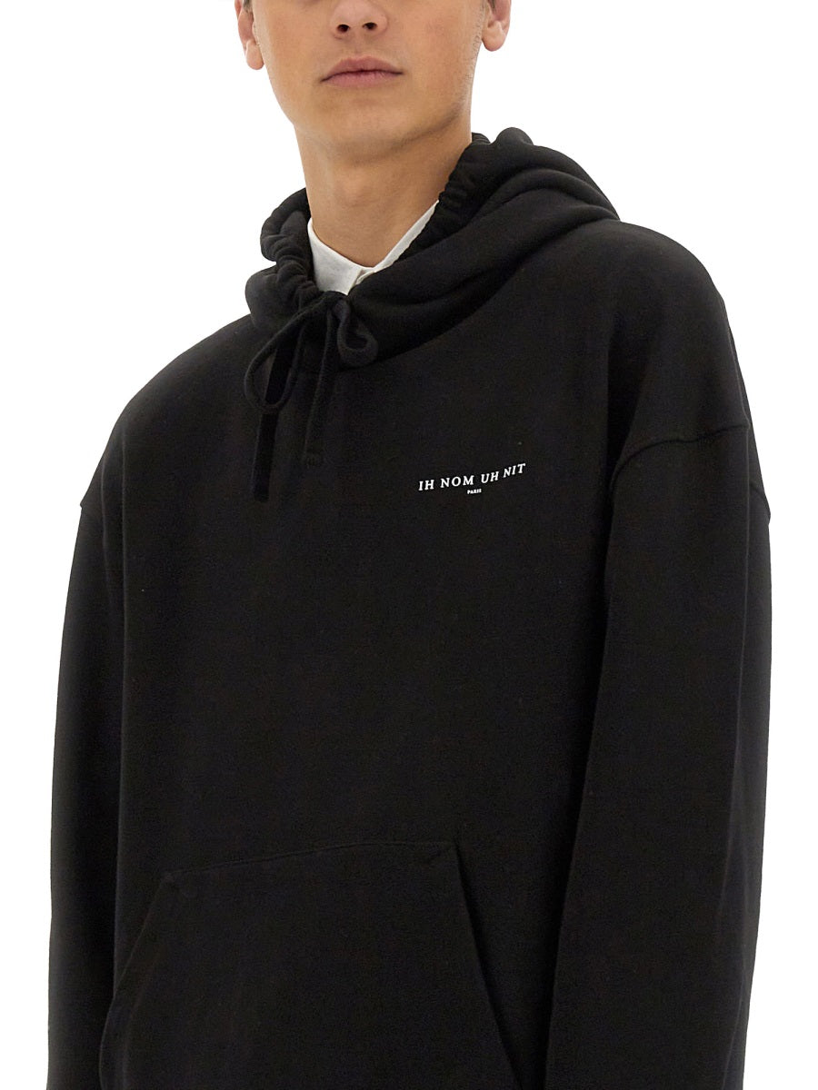 Ih Nom Uh Nit Cotton Hoodie — Black, view 2
