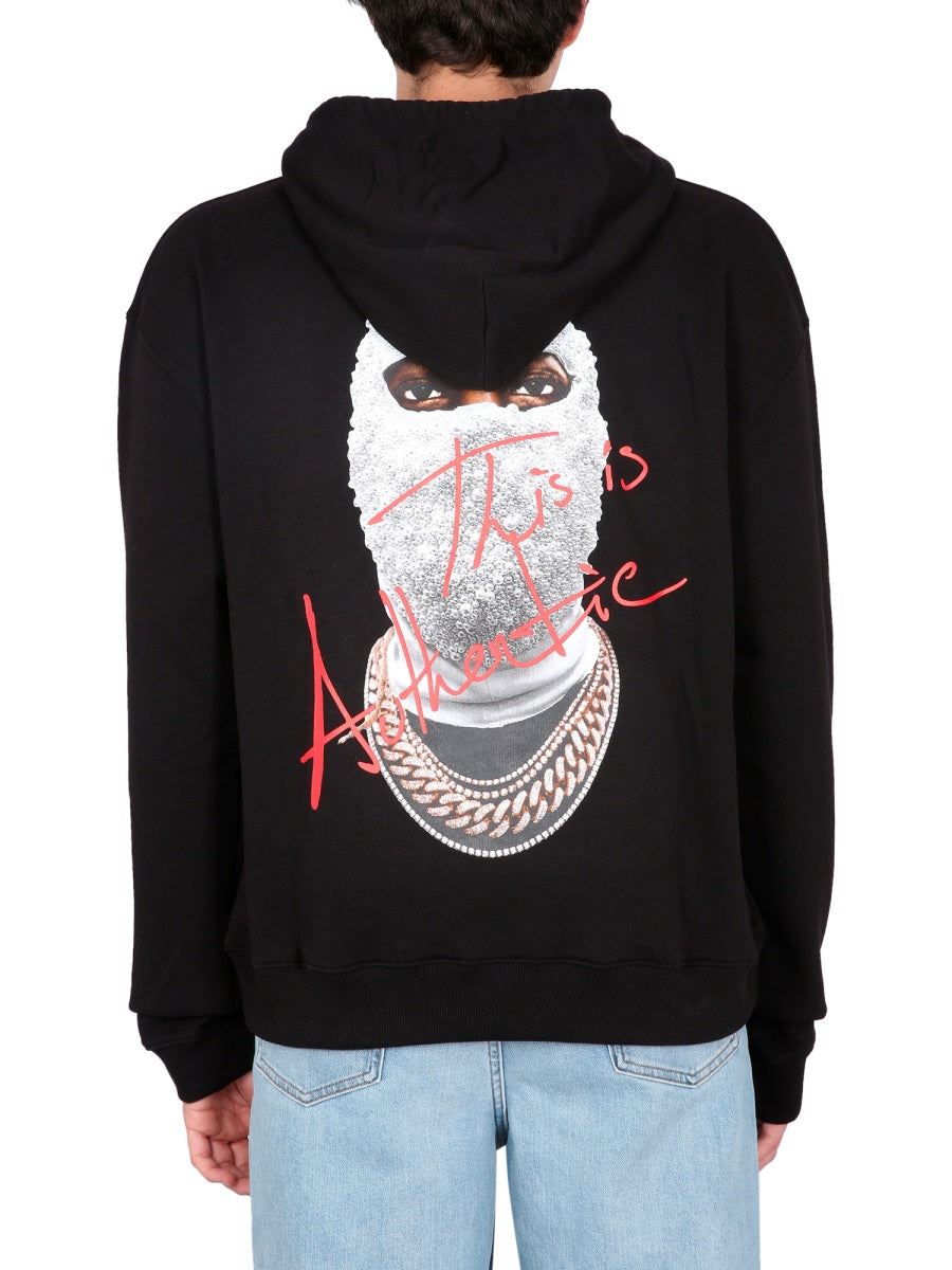 Ih Nom Uh Nit Logo-Print Hooded Sweatshirt — Black, view 2