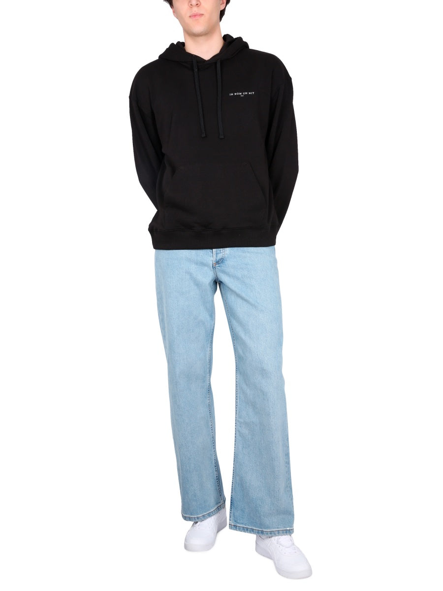 Ih Nom Uh Nit Logo-Print Hooded Sweatshirt — Black, view 3
