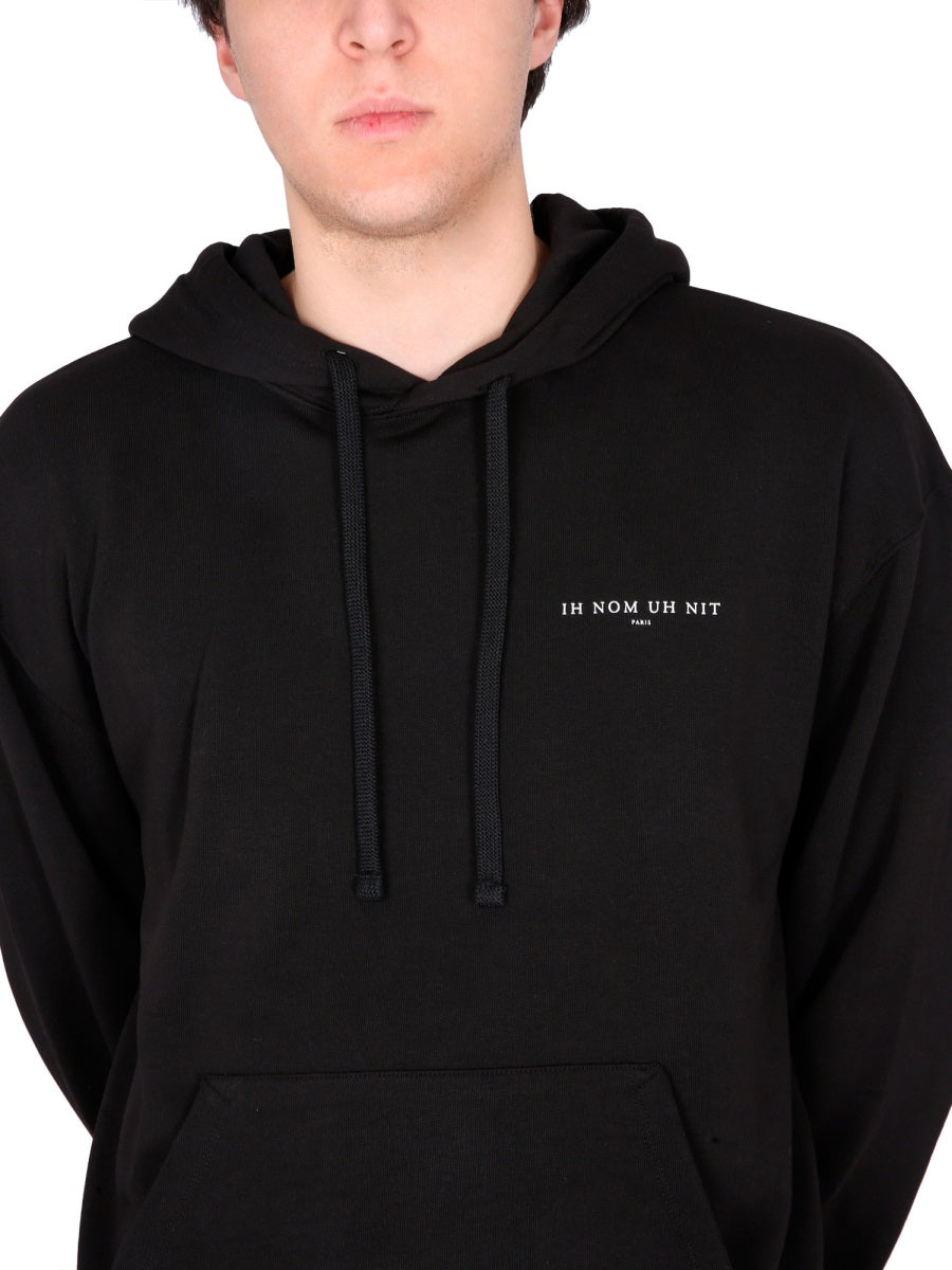 Ih Nom Uh Nit Logo-Print Hooded Sweatshirt — Black, view 4