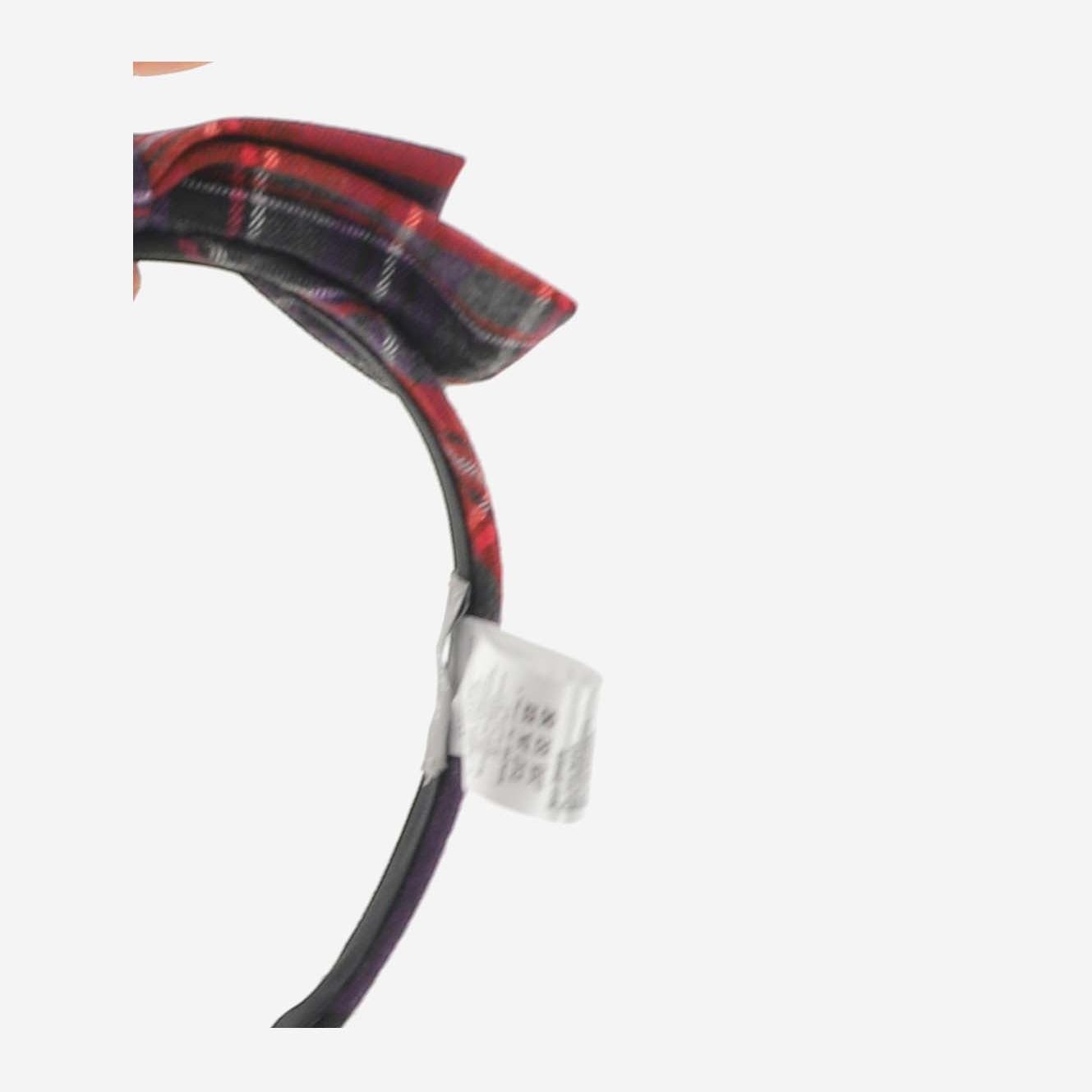 Il Gufo Check Bow Headband — Purple, view 3