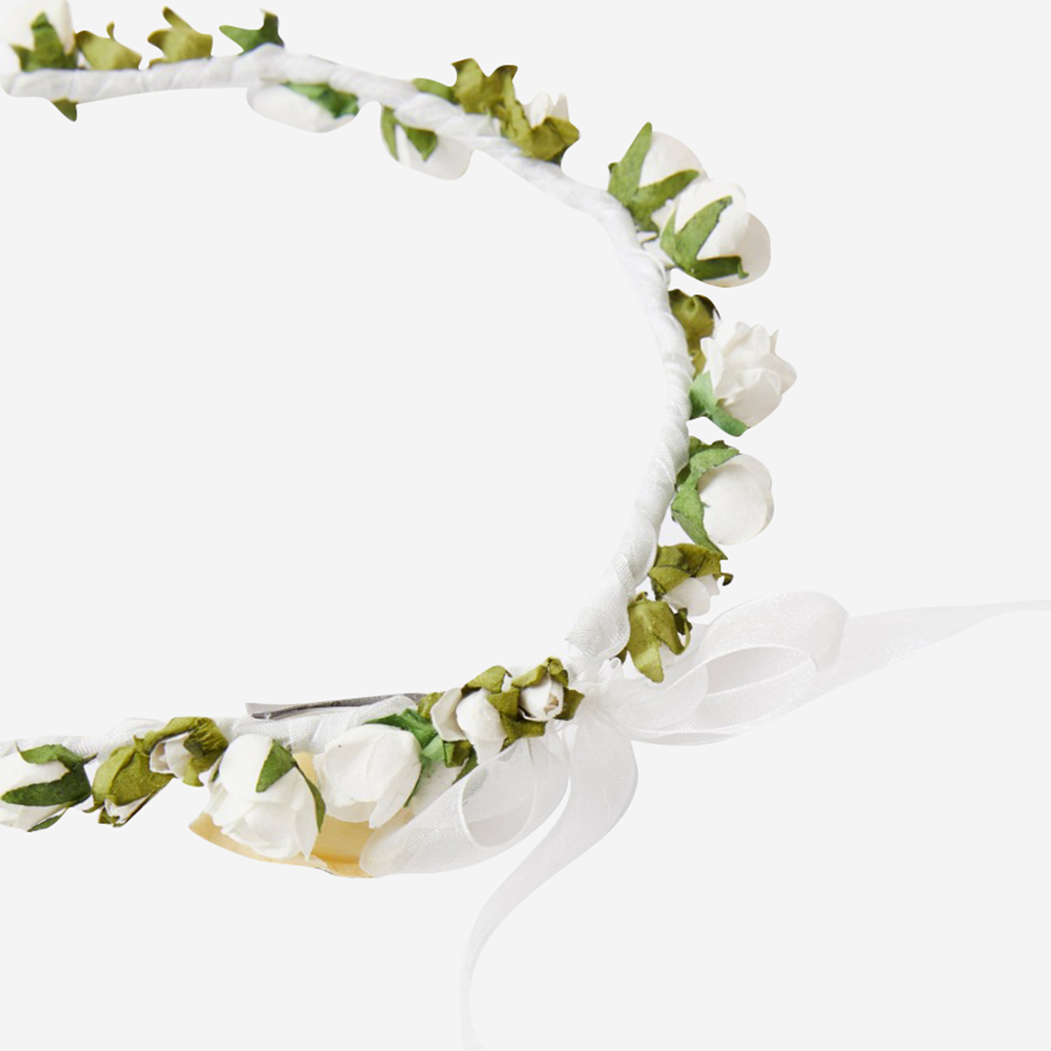 Il Gufo Floral Embossed Headband — White, view 2