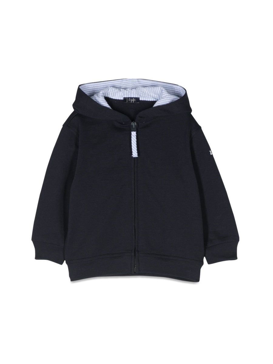 Il Gufo Cotton Zip-Front Hoodie — Blue by Il Gufo