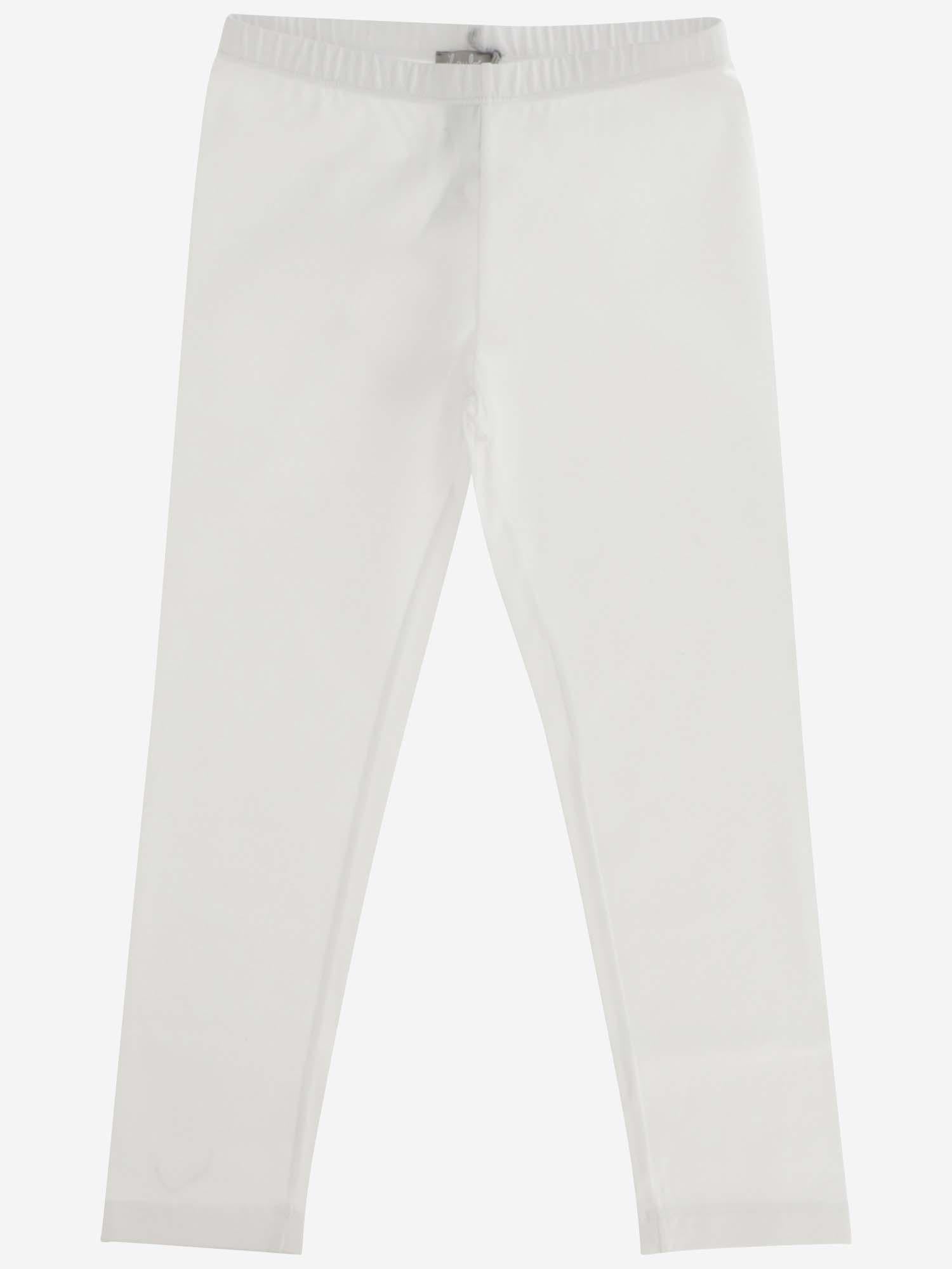 Il Gufo Stretch Cotton Capri Leggings — White, view 2