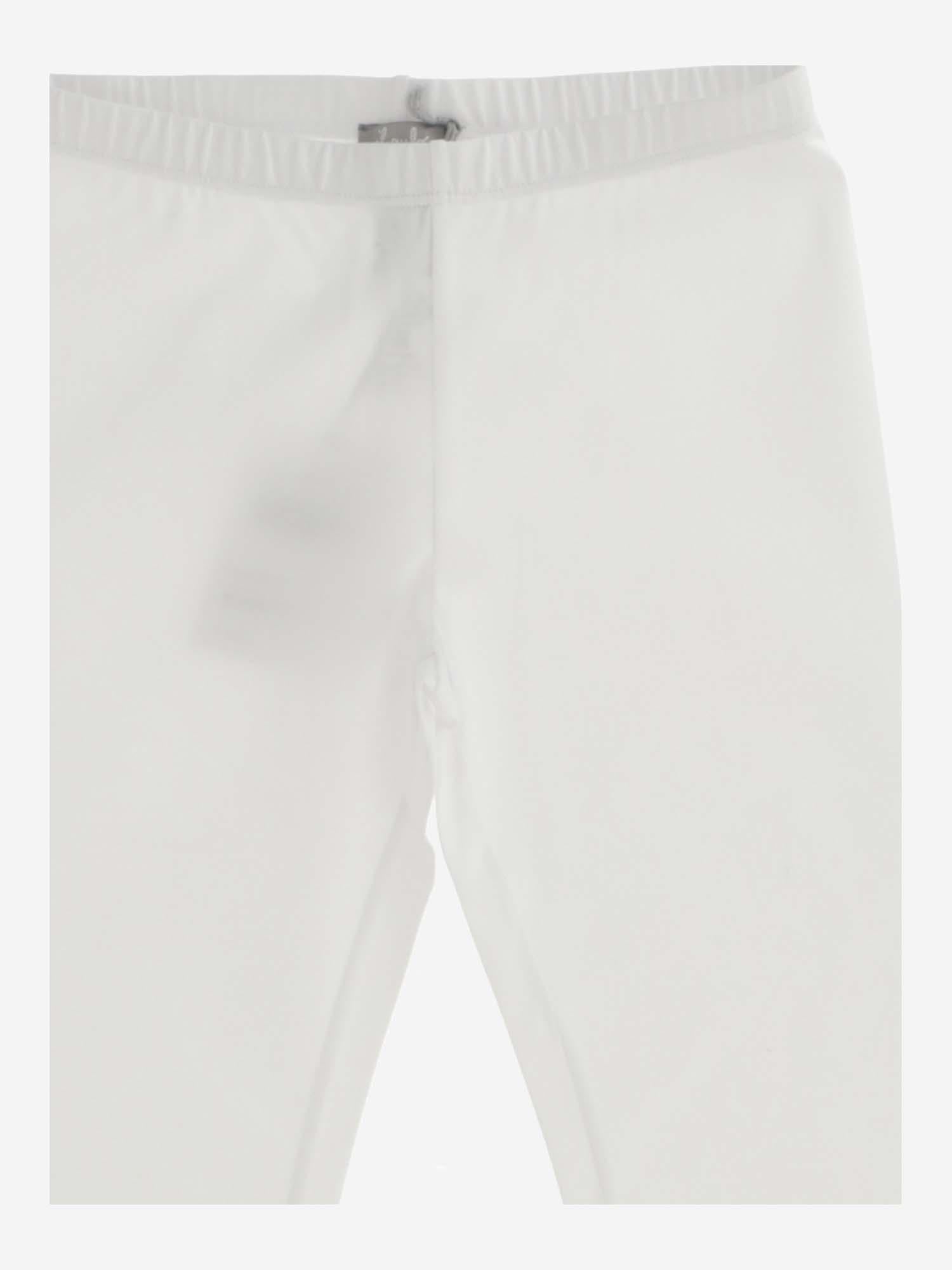 Il Gufo Stretch Cotton Capri Leggings — White, view 3