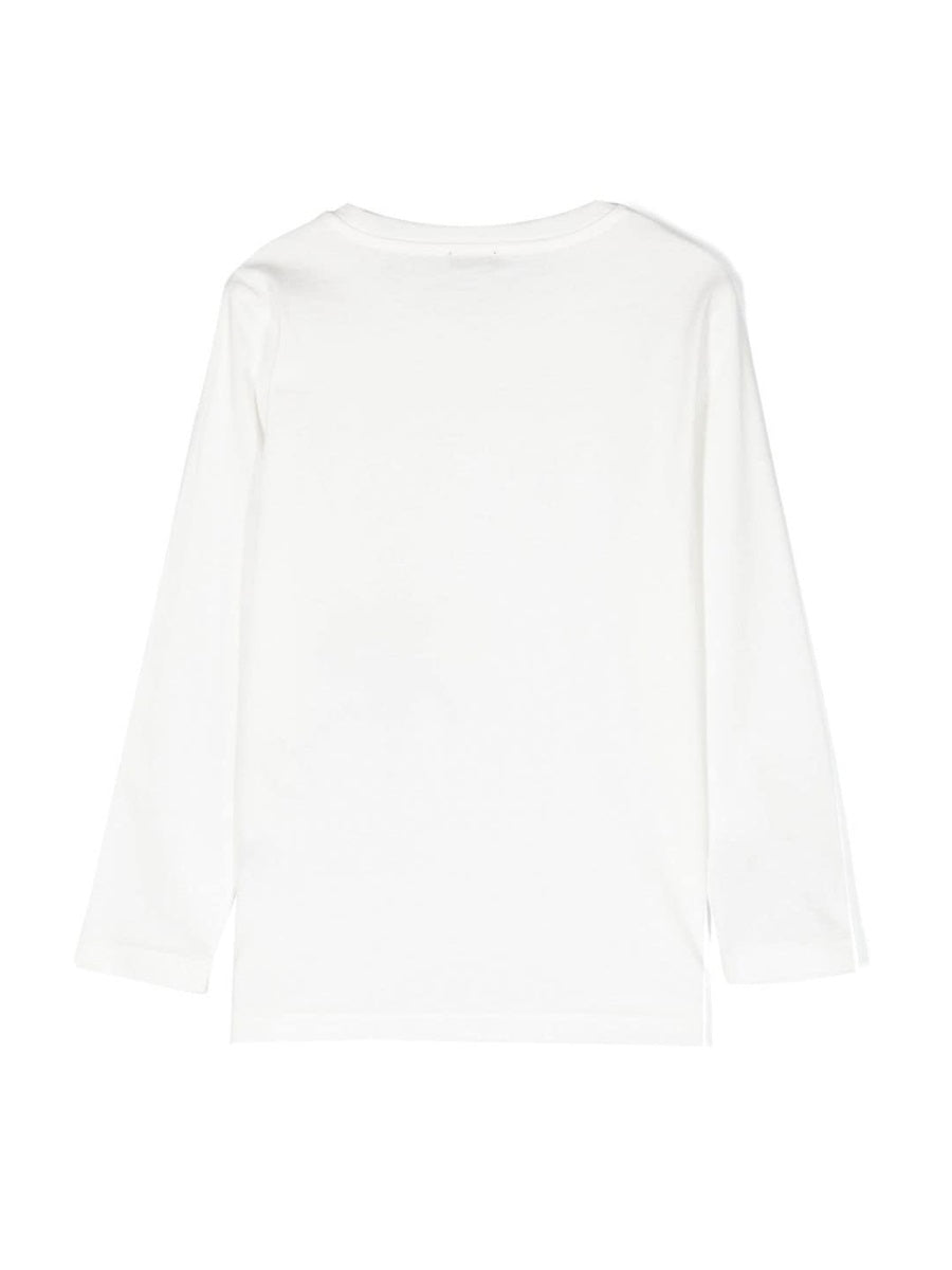 Il Gufo Reindeer Motif Cotton T-Shirt — White, view 2