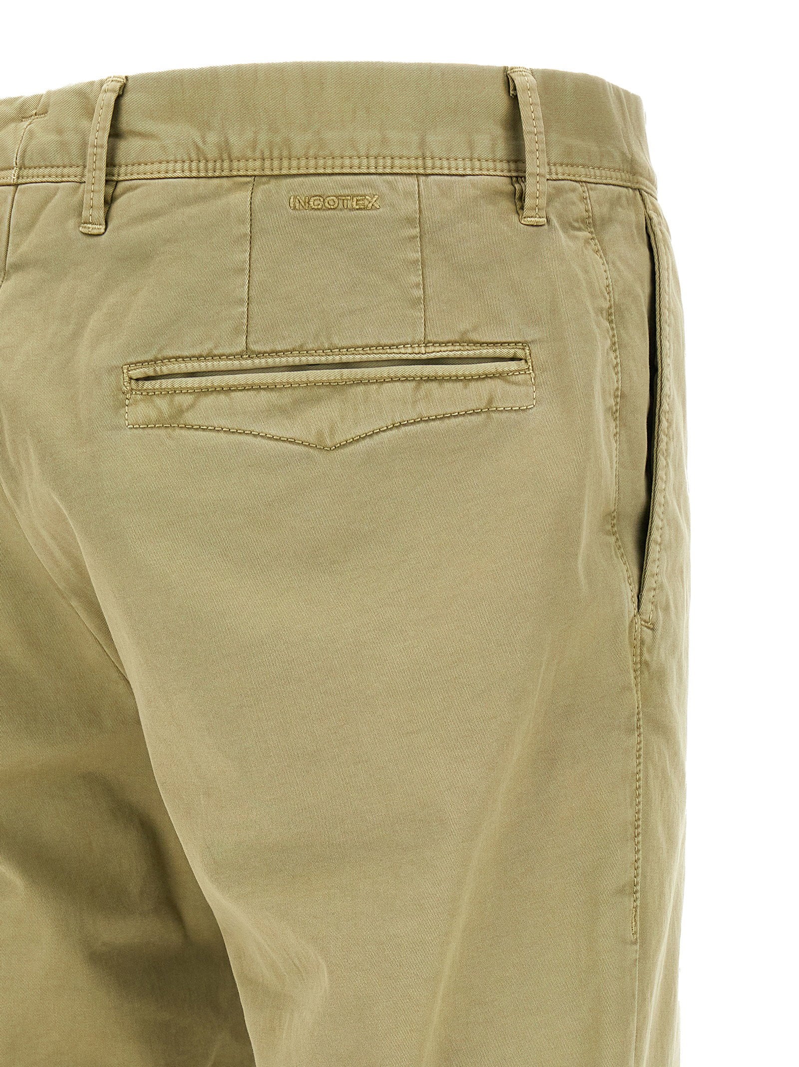 Incotex Stretch Cotton Trousers — Khaki, view 4