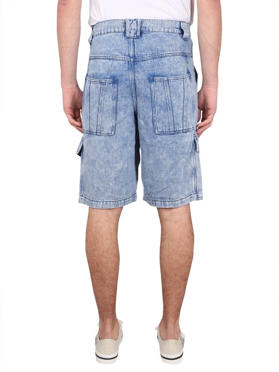 Isabel Marant Cotton & Lyocell Bermuda Shorts — Blue, view 4
