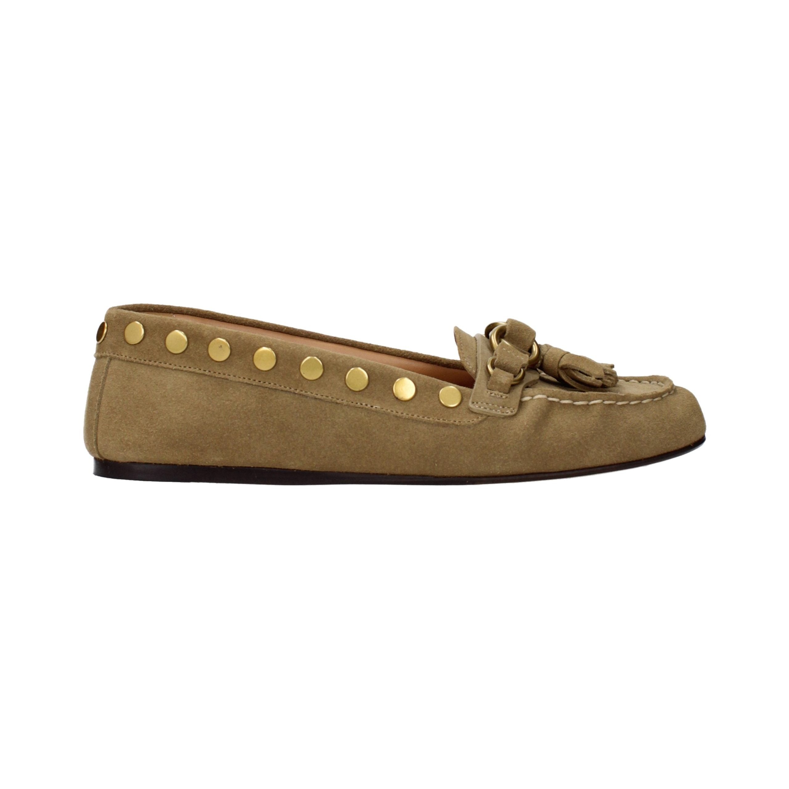 Isabel Marant Stud-Embellished Suede Loafer — Brown by Isabel Marant