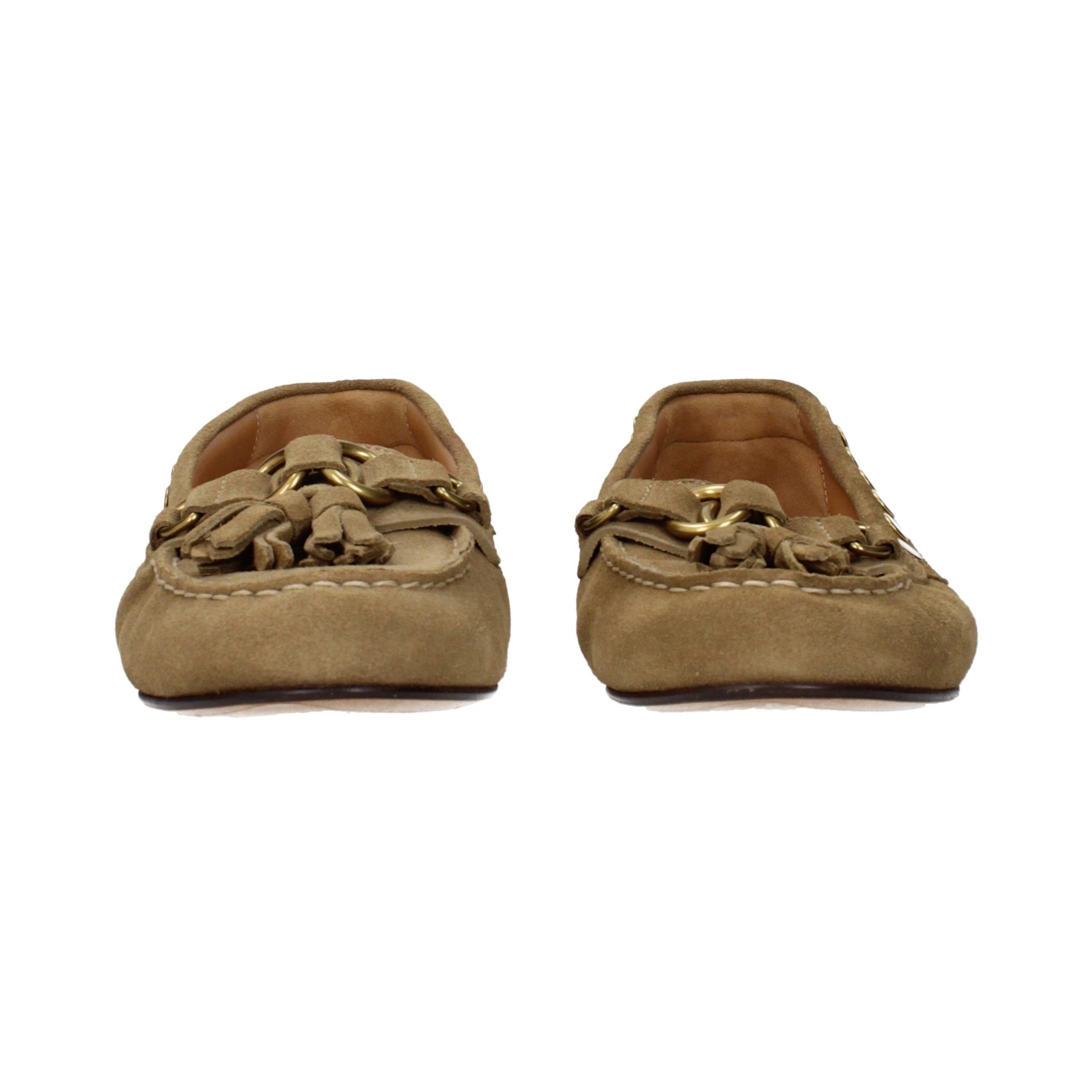 Isabel Marant Stud-Embellished Suede Loafer — Brown, view 3