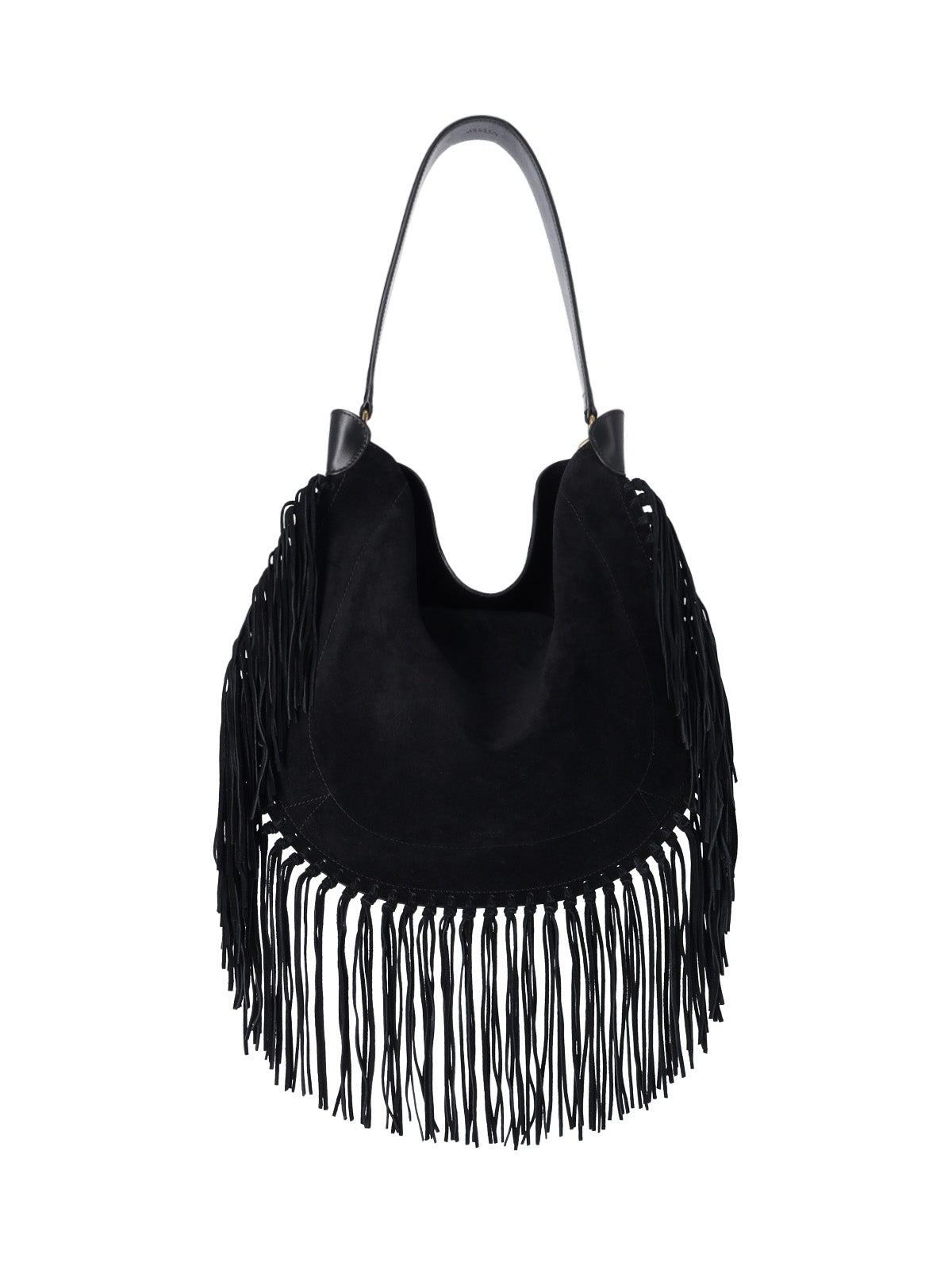 Isabel Marant Fringed Suede Shoulder Bag — Black