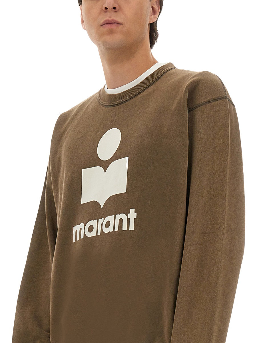 Isabel Marant Logo Cotton Sweatshirt — Brown, view 2