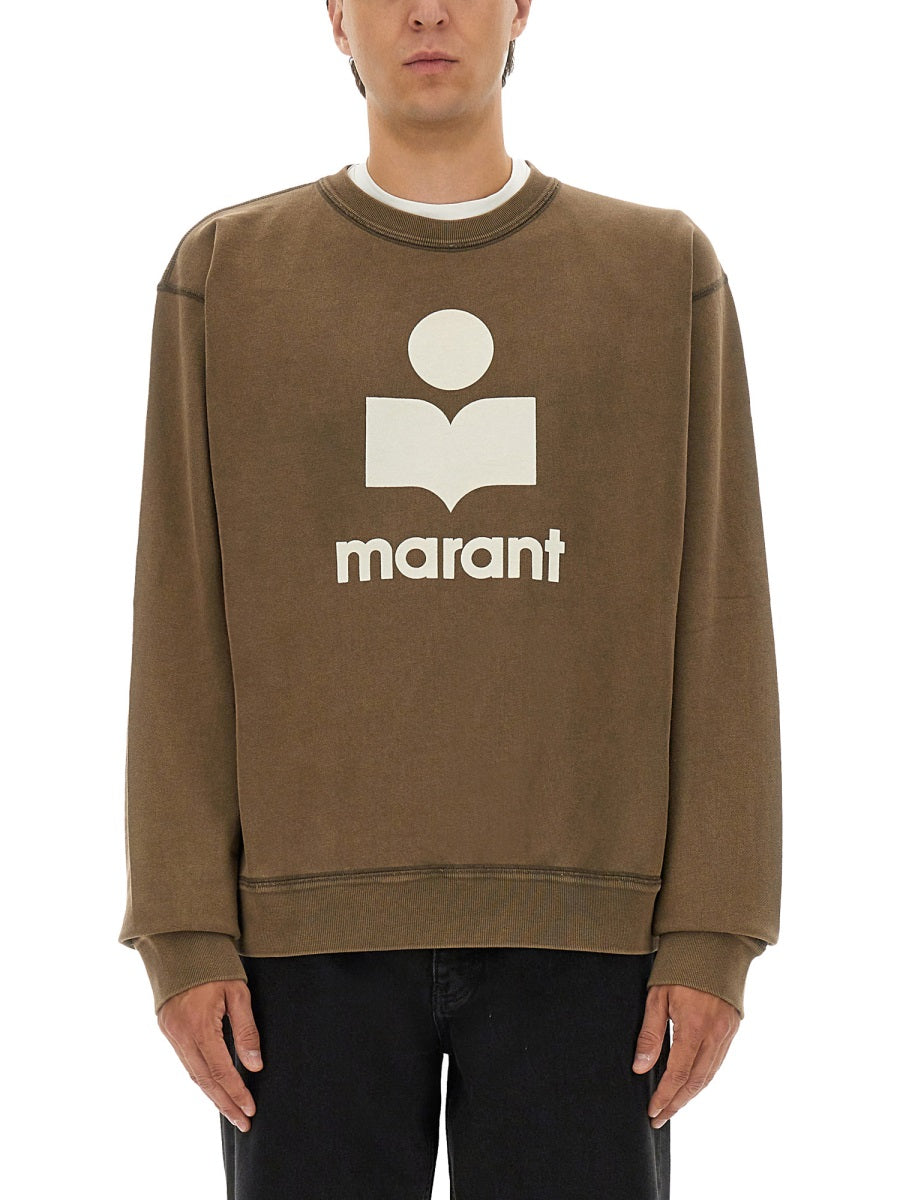 Isabel Marant Logo Cotton Sweatshirt — Brown, view 3