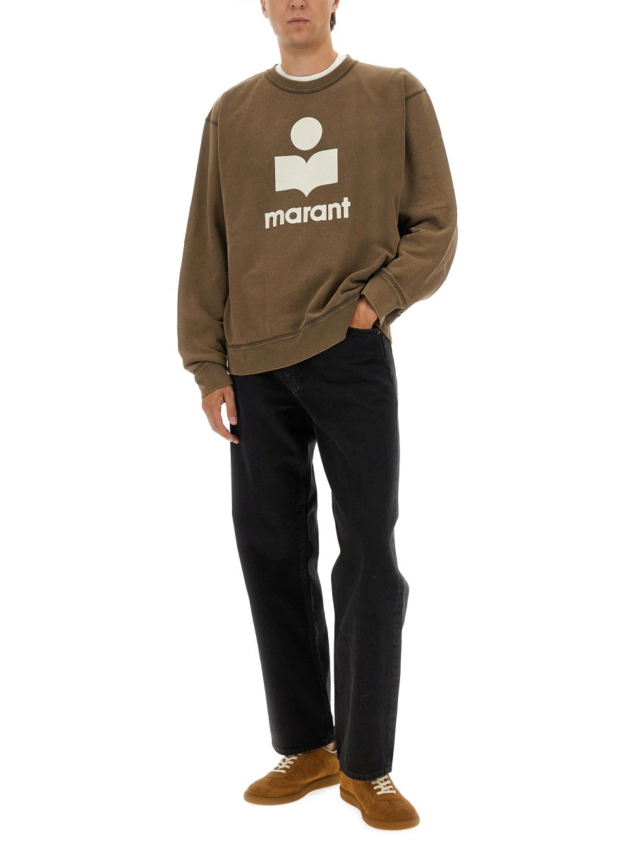 Isabel Marant Logo Cotton Sweatshirt — Brown, view 4
