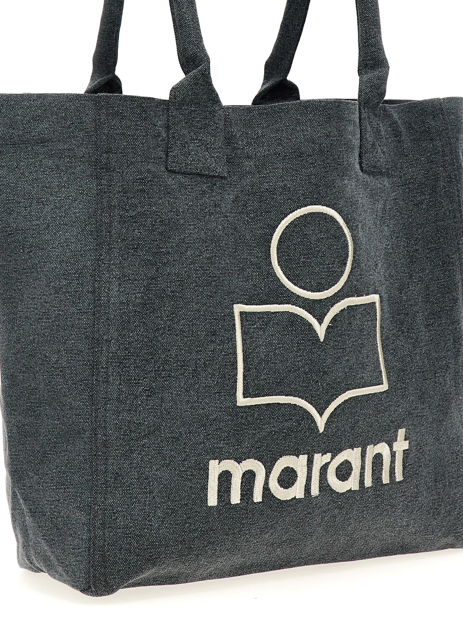 Isabel Marant Logo-Embroidered Canvas Tote Bag — Gray, view 3