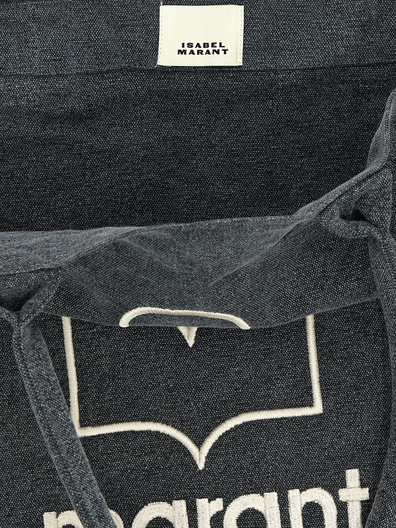 Isabel Marant Logo-Embroidered Canvas Tote Bag — Gray, view 4