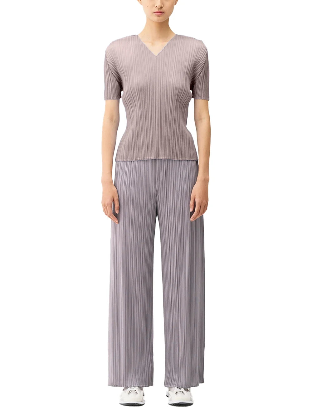 Issey Miyake Pleated Polyester Top — Purple, view 2