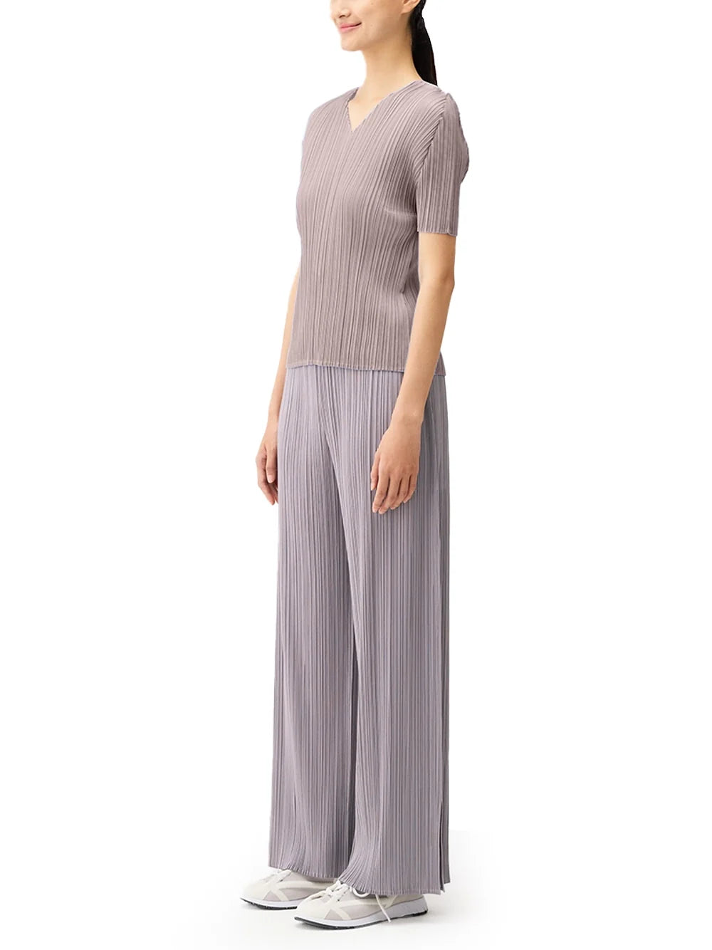 Issey Miyake Pleated Polyester Top — Purple, view 3
