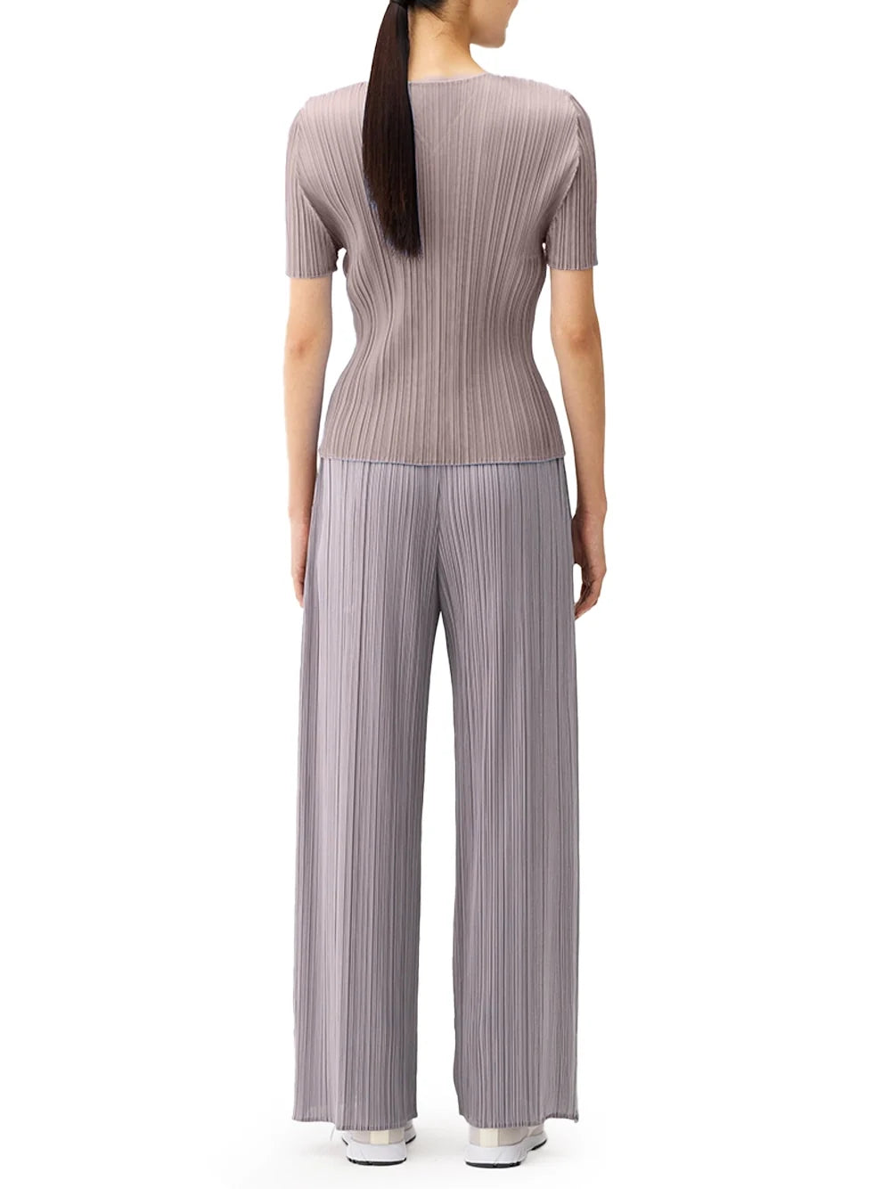 Issey Miyake Pleated Polyester Top — Purple, view 4