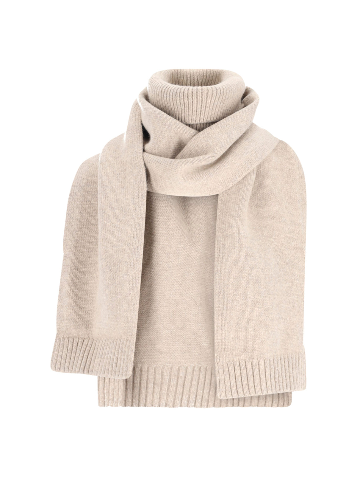 Ivir Oversized Turtleneck Knit Scarf — Beige by Ivir