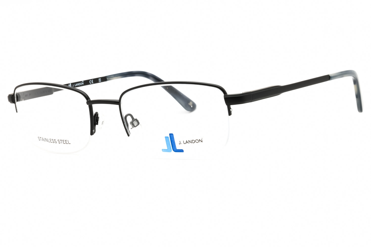 J. Landon JL1001 Rectangular Metal Frame Eyeglasses — Black by J. Landon