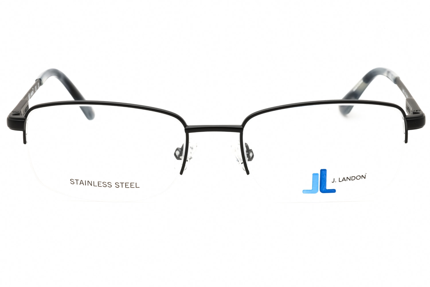 J. Landon JL1001 Rectangular Metal Frame Eyeglasses — Black, view 2