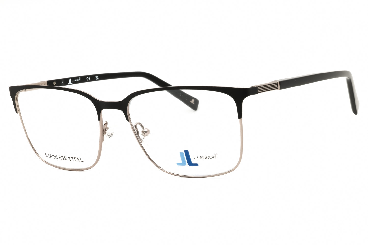 J. Landon JL50021 Rectangular Metal Frame Eyeglasses — Black by J. Landon