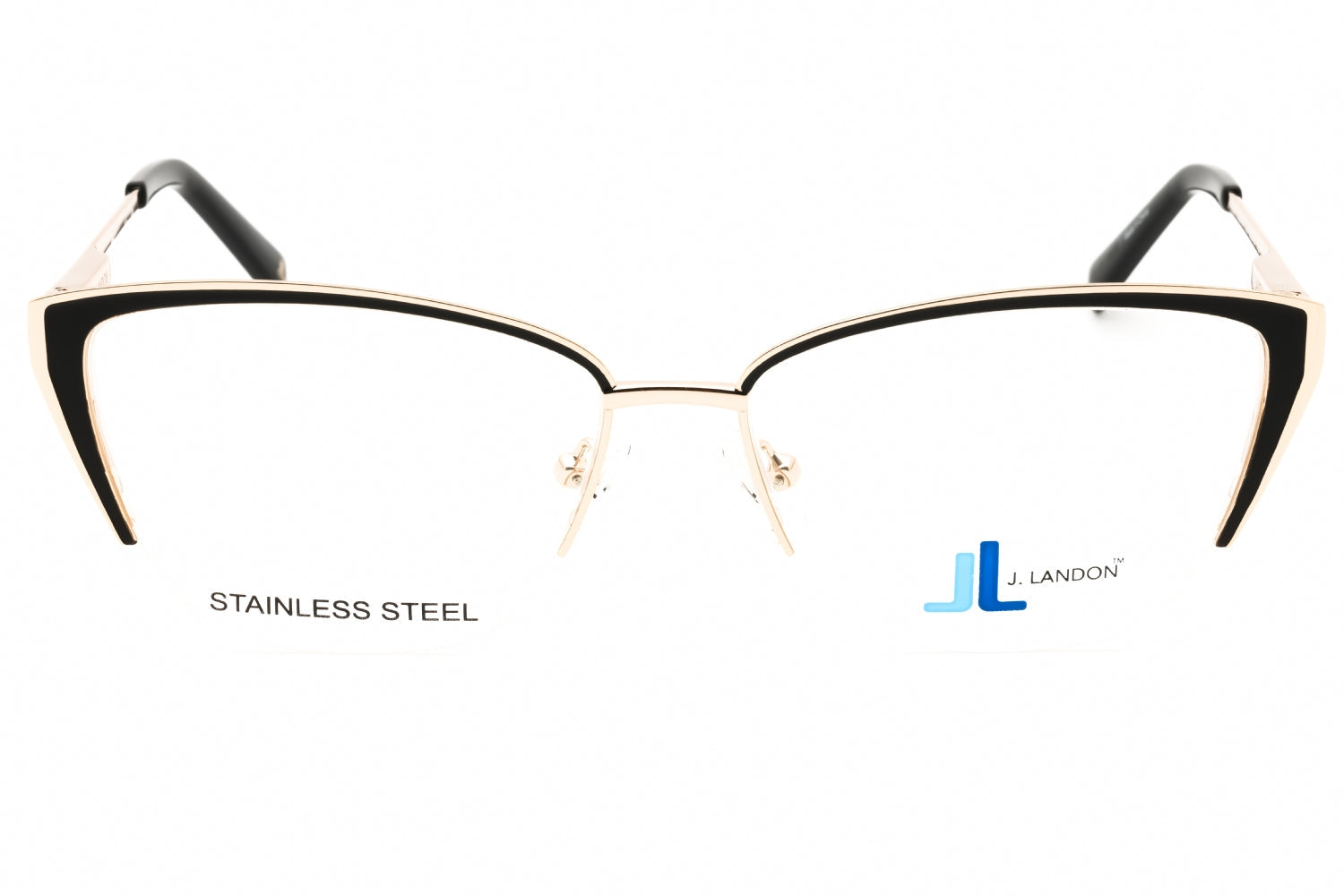 J. Landon JL5010 Cat-Eye Metal Eyeglasses — Black, view 2