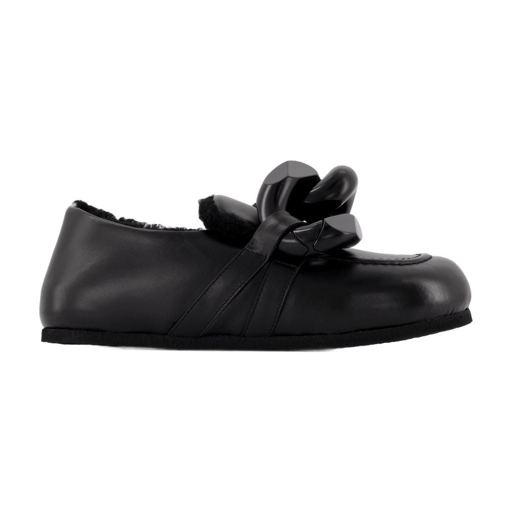 J.W. Anderson Chain-Trimmed Leather Loafer — Black by JW Anderson