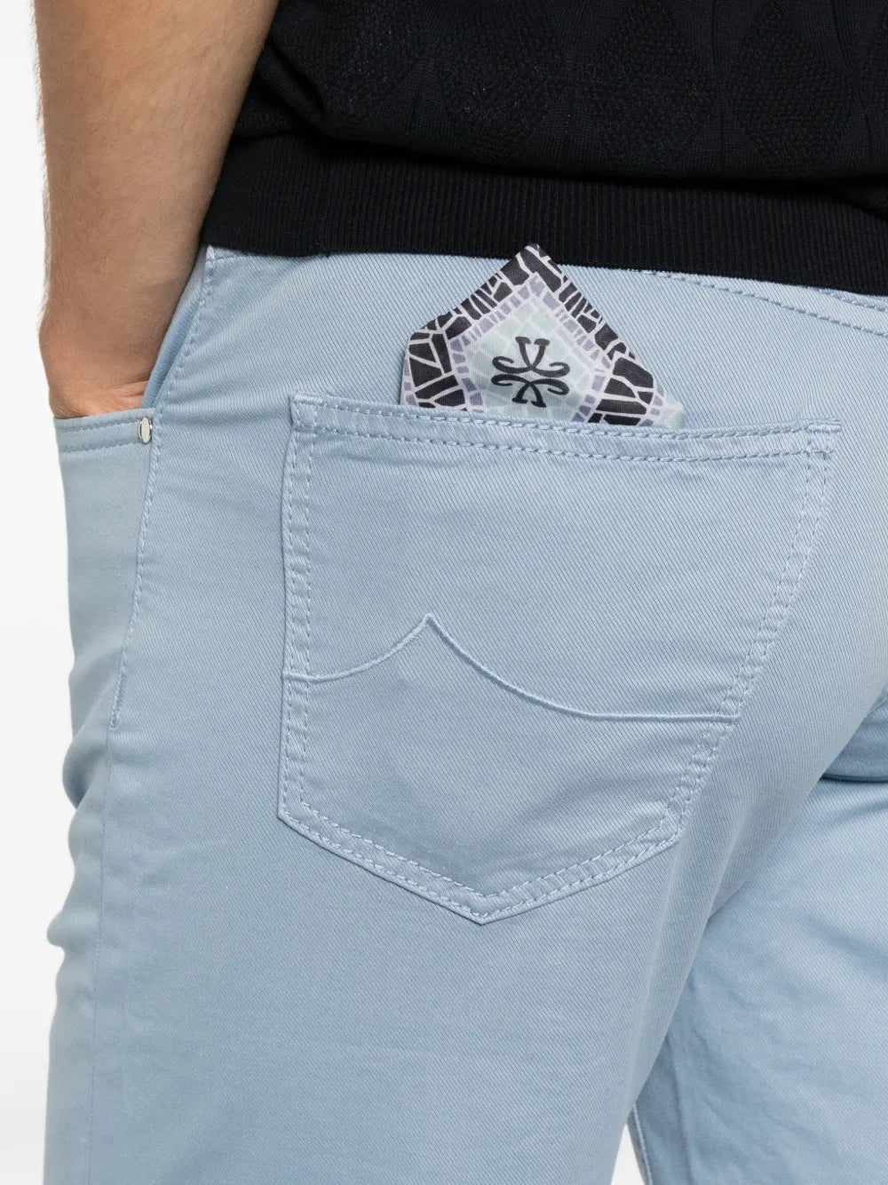 Jacob Cohen Logo-Patch Five-Pocket Cotton-Lyocell Shorts — Light Blue, view 2