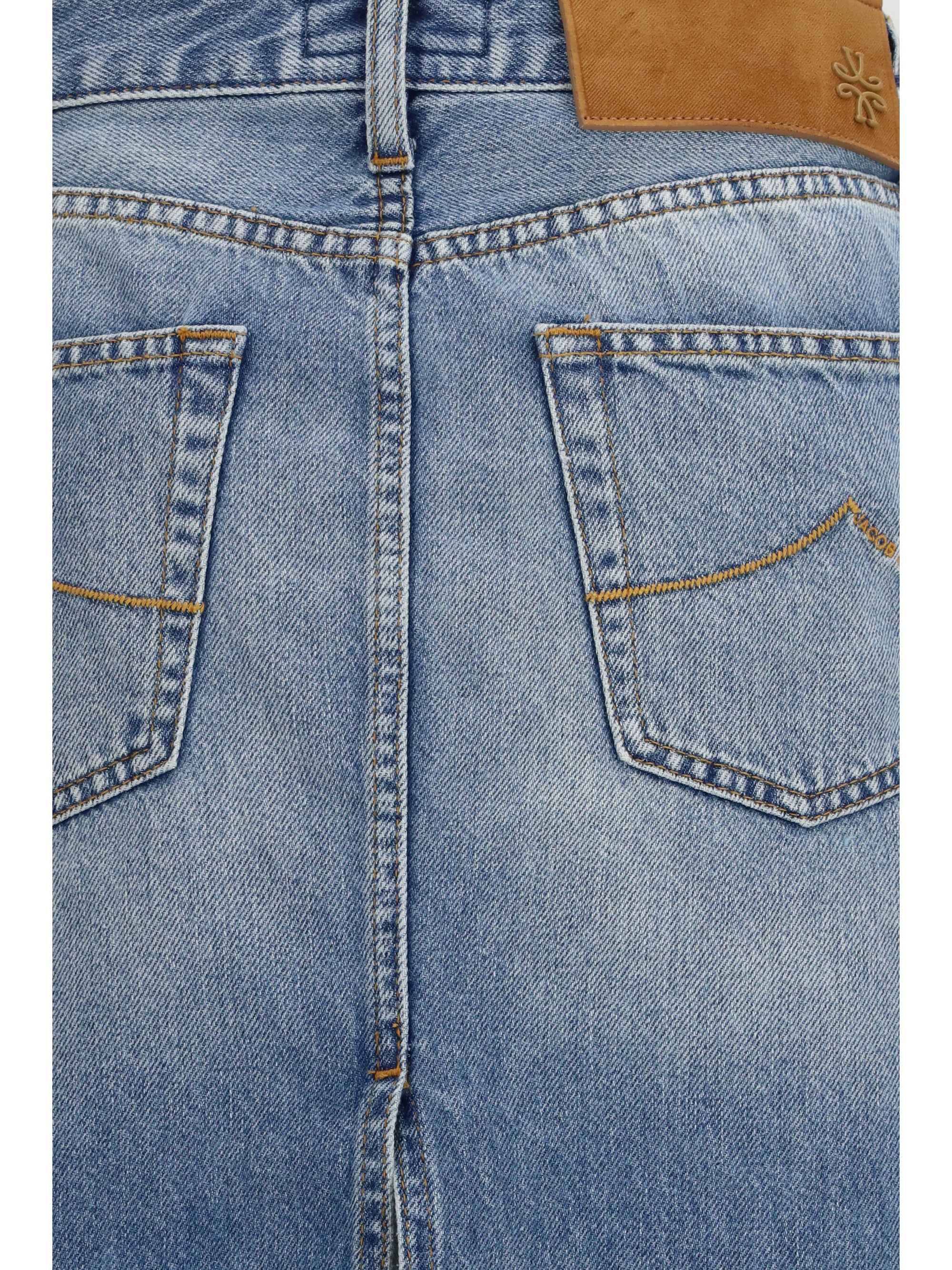 Jacob CohëN Five-Pocket Denim Skirt — Blue, view 2
