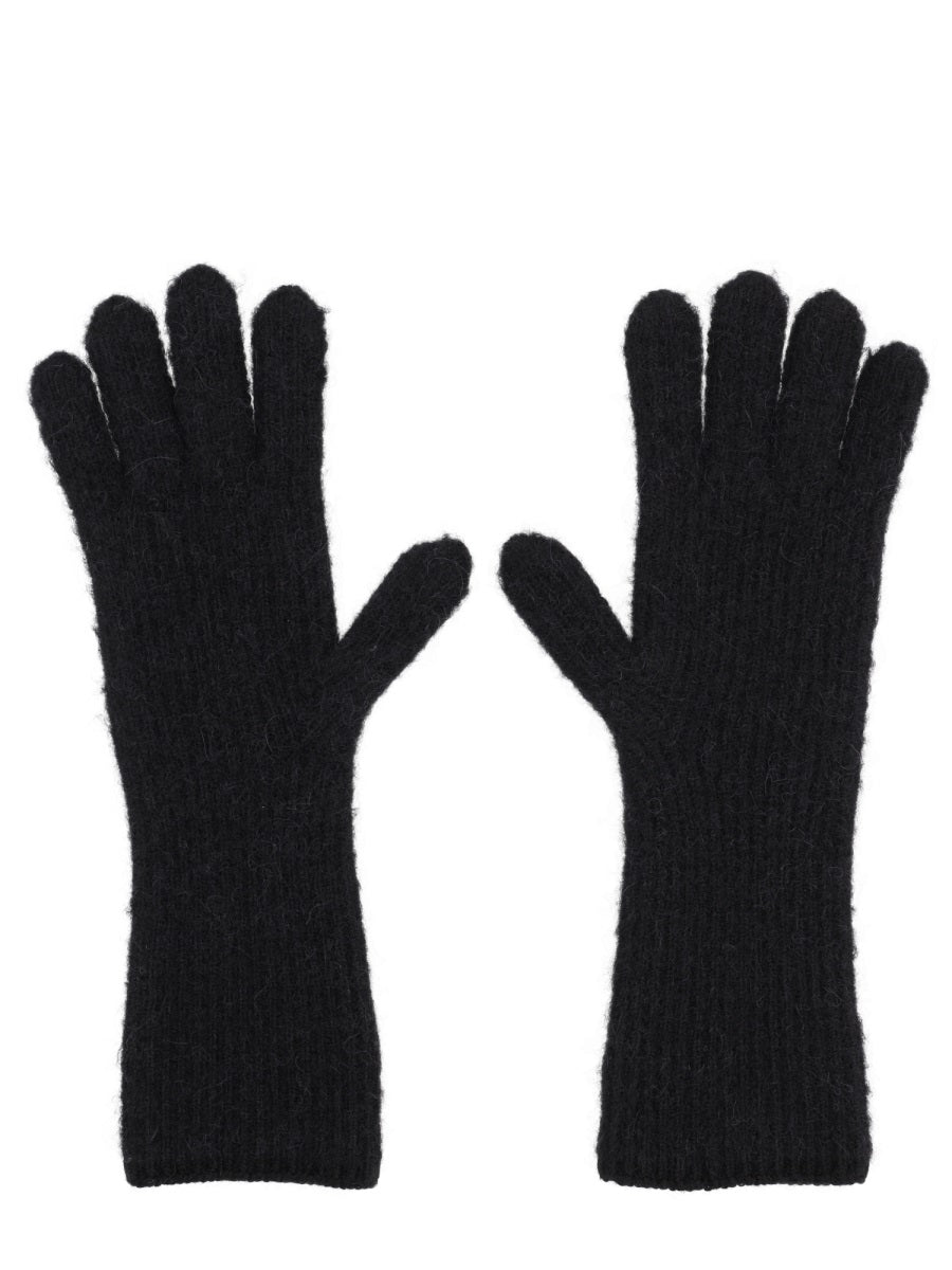 Jacquemus Logo Alpaca Wool Gloves — Black, view 2