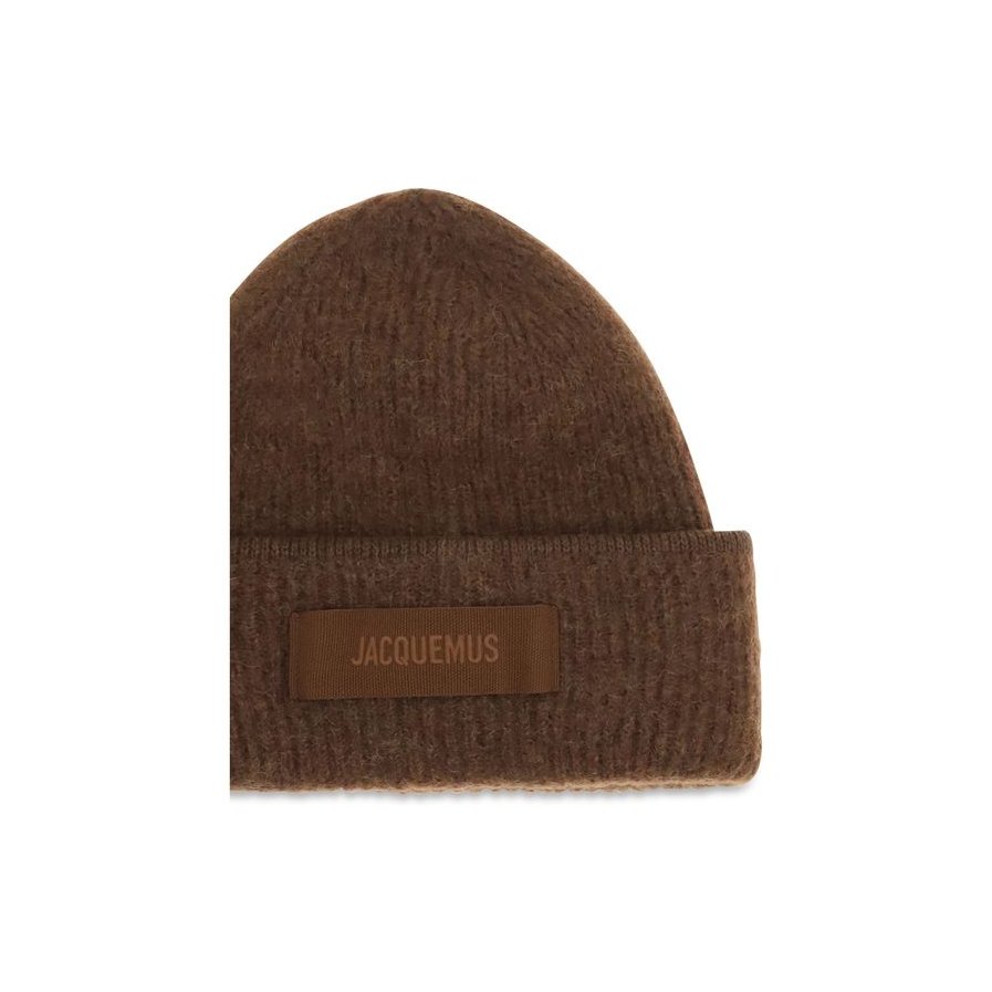 Jacquemus JAACU00666AK00227850BB Alpaca Blend Ribbed Beanie — Brown, view 3