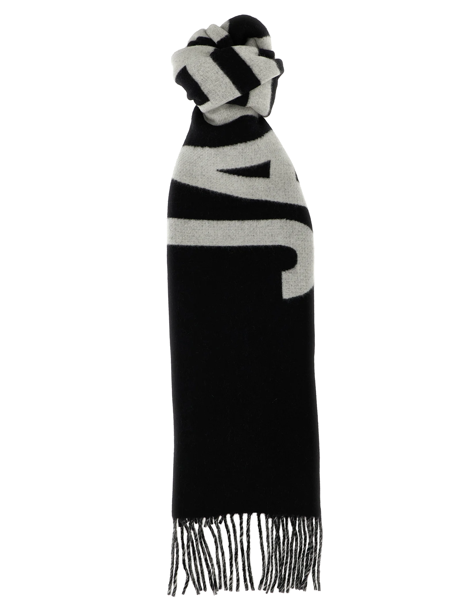 Jacquemus Intarsia Logo Wool Scarf — Black by Jacquemus
