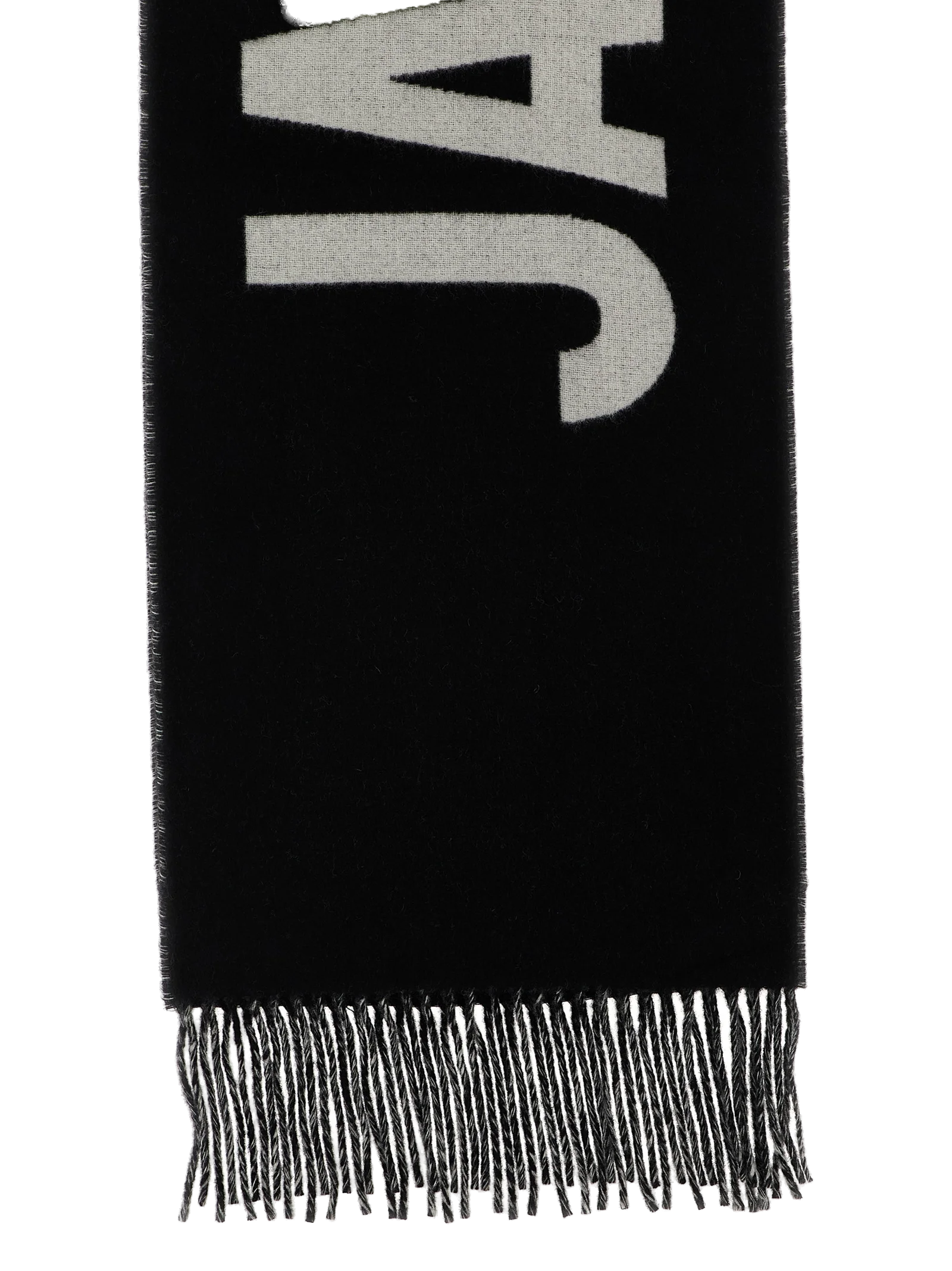 Jacquemus Intarsia Logo Wool Scarf — Black, view 2