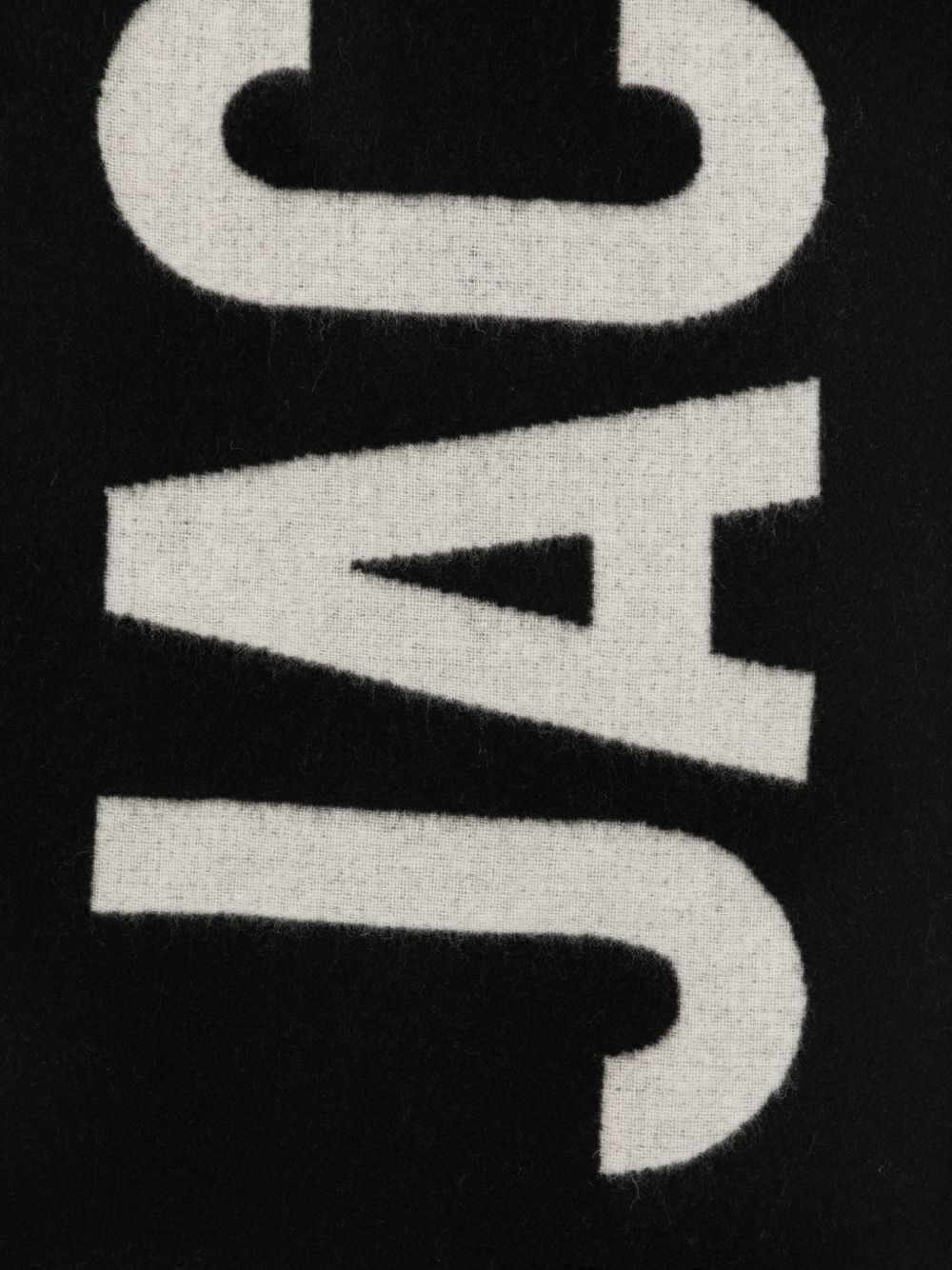 JACQUEMUS Logo Intarsia Virgin Wool Scarf — Black, view 2
