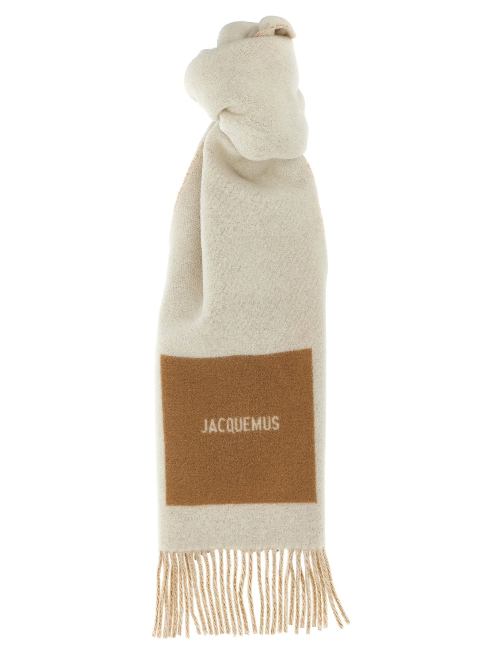 Jacquemus Virgin Wool Colorblock Scarf — Cream by Jacquemus